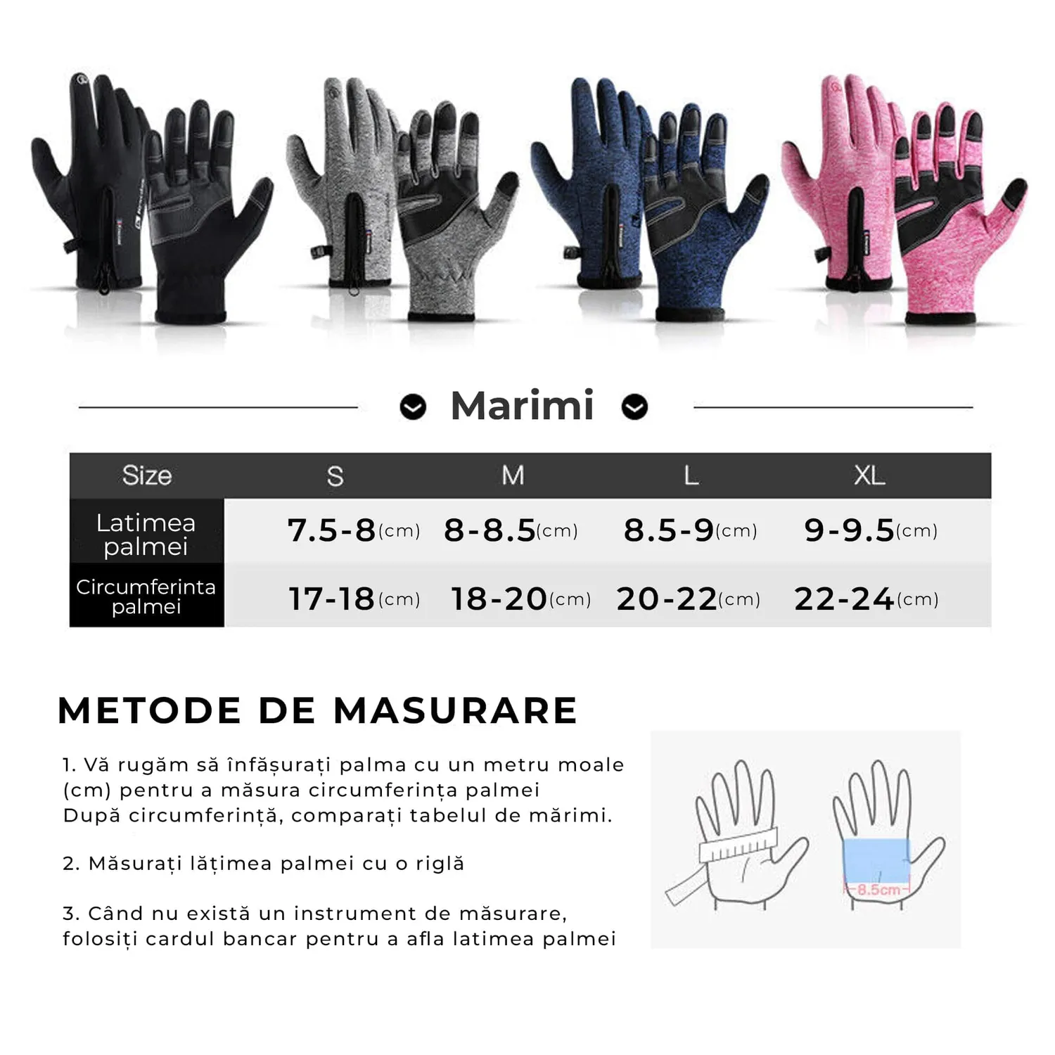 Timebox manusi sport gri M touchscreen pentru iarna