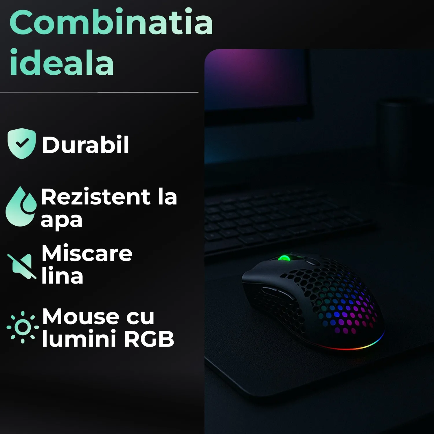 Timebox set mouse wireless 95g RGB + mousepad 30x24