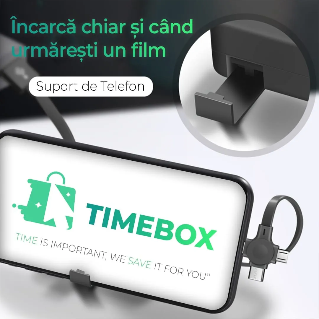 Cablu Timebox 3 in 1 retractabil 1m cu LED