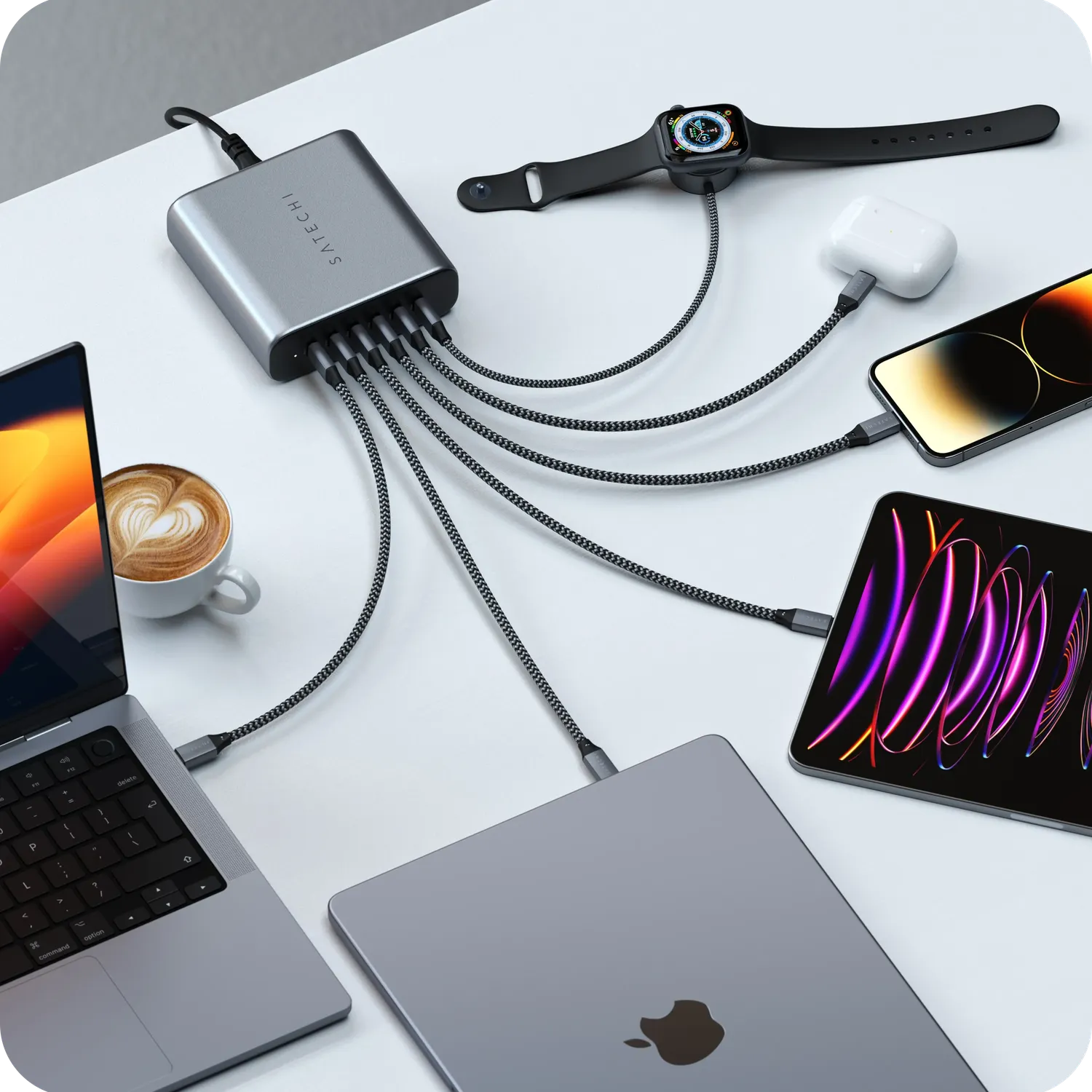 Satechi 200W incarcator USB-C 6 porturi GaN EU rapid