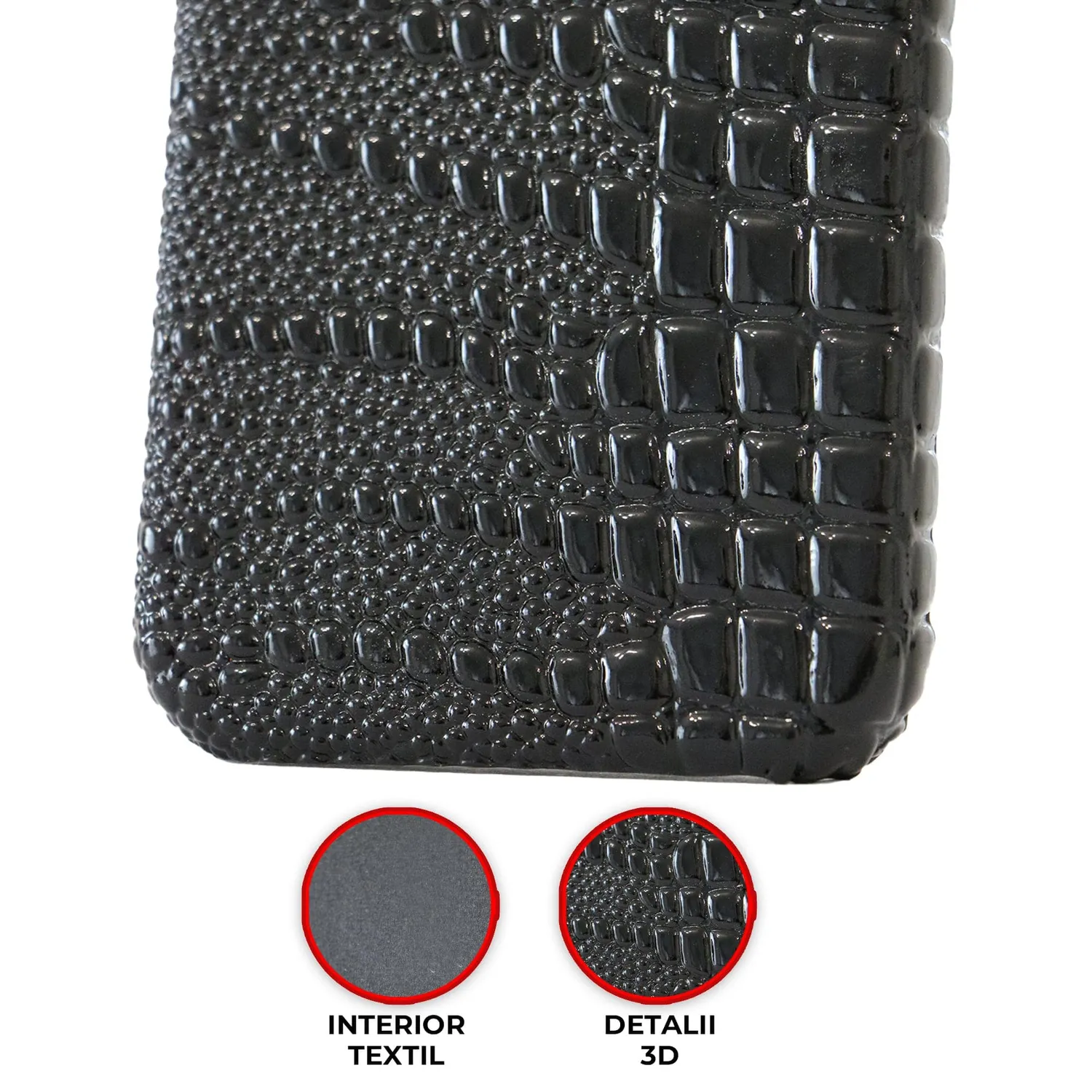 Timebox husă iPhone 12 neagră microfibră piele șarpe
