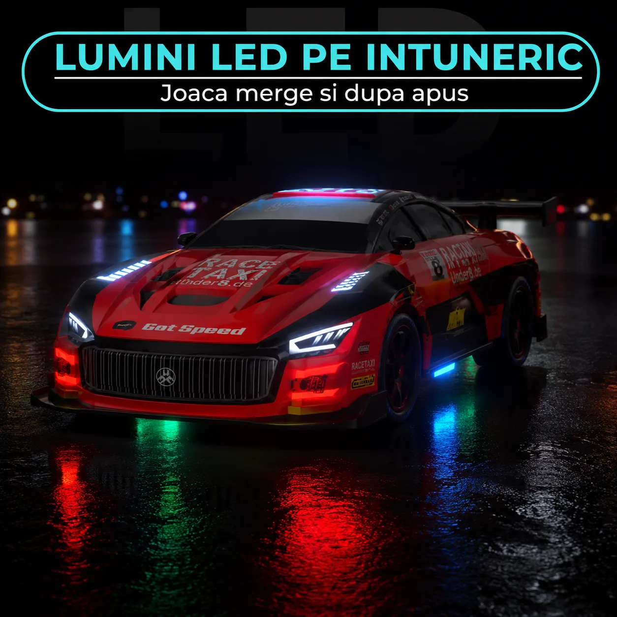 Timebox mașină telecomandă drift 1:20 roșie 30km/h