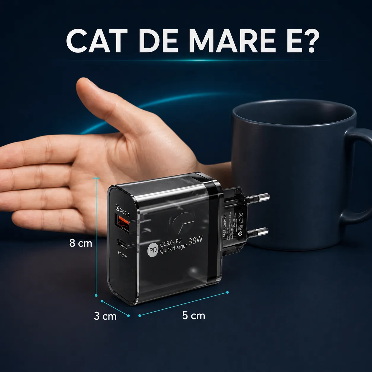 Timebox C 3 încărcător rețea 38W negru 2 porturi rapid