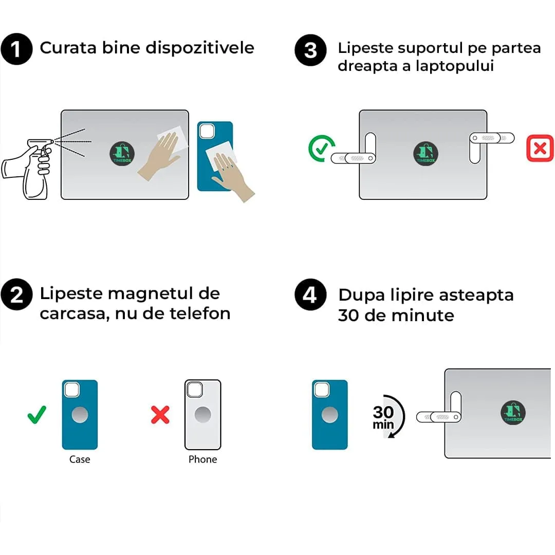 Suport telefon Timebox magnetic aluminiu