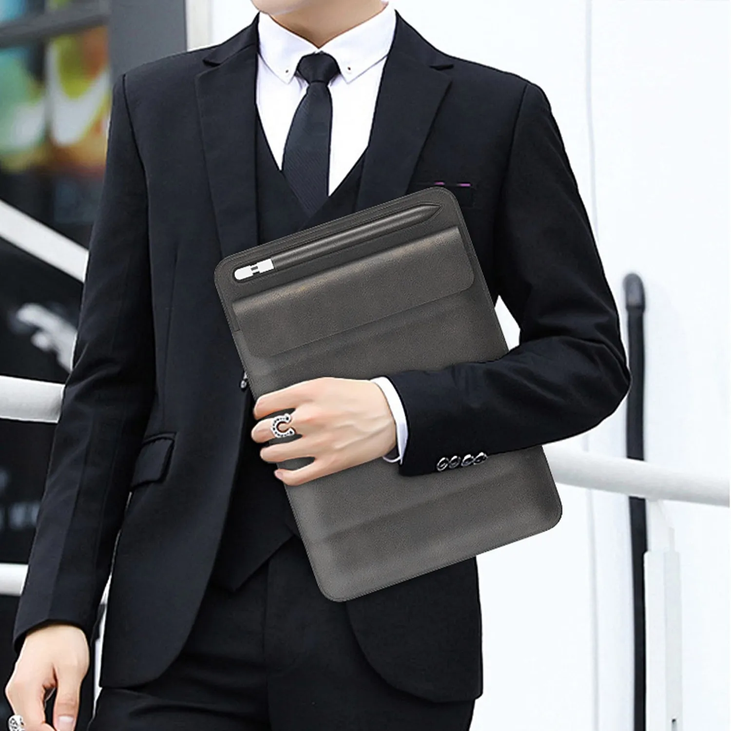 Timebox Husa iPad Pro 12.9 piele ecologica neagra pix