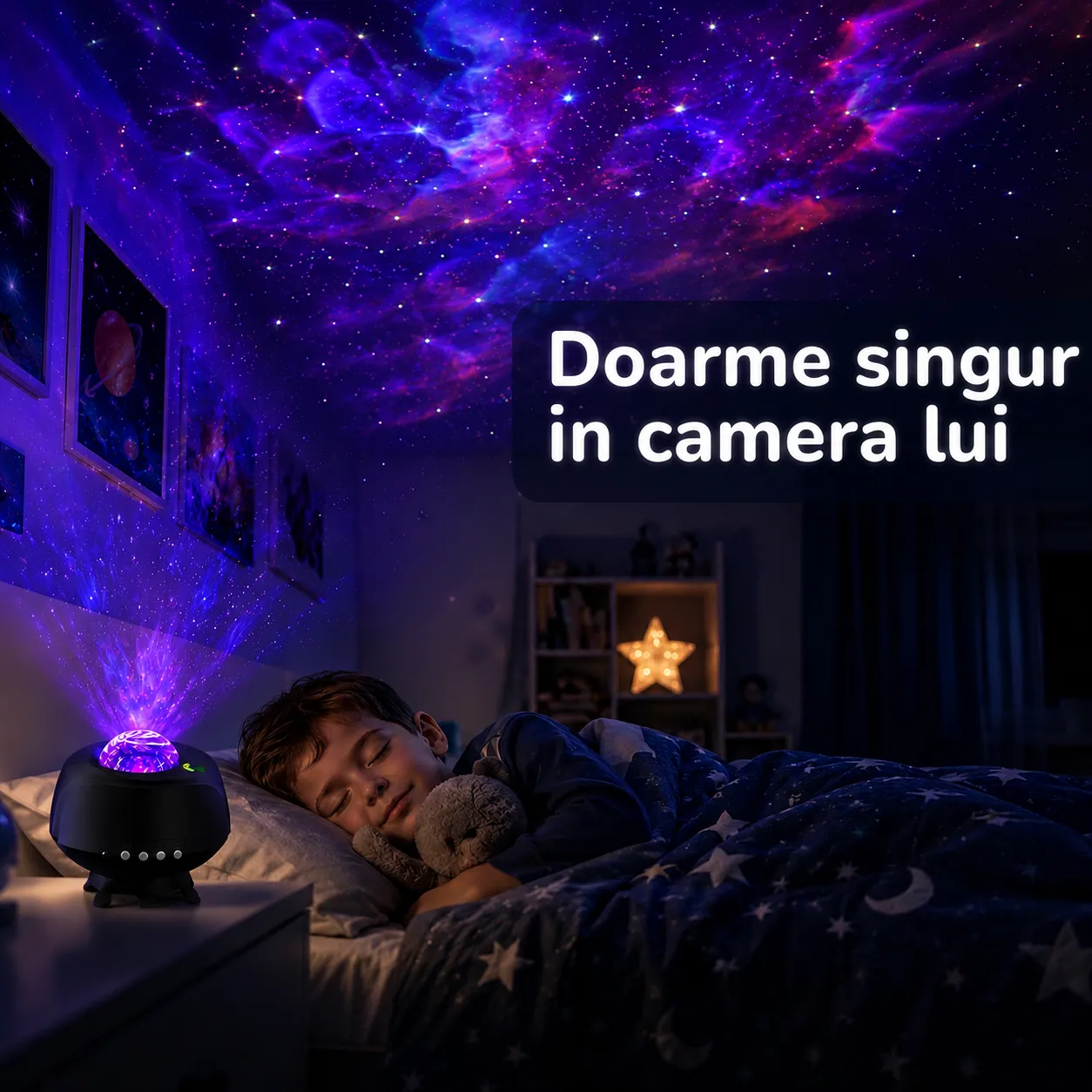 Timebox Proiector Stele lampa veghe neagra Bluetooth