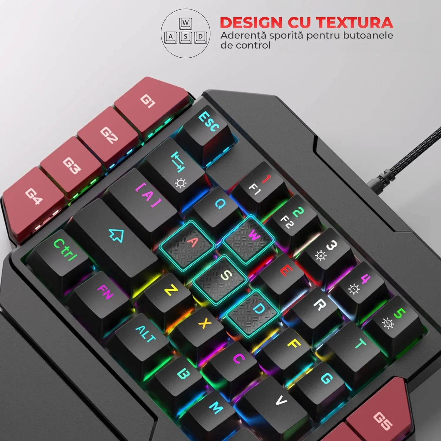 Timebox One Hand tastatura gaming Blue Switch RGB negru