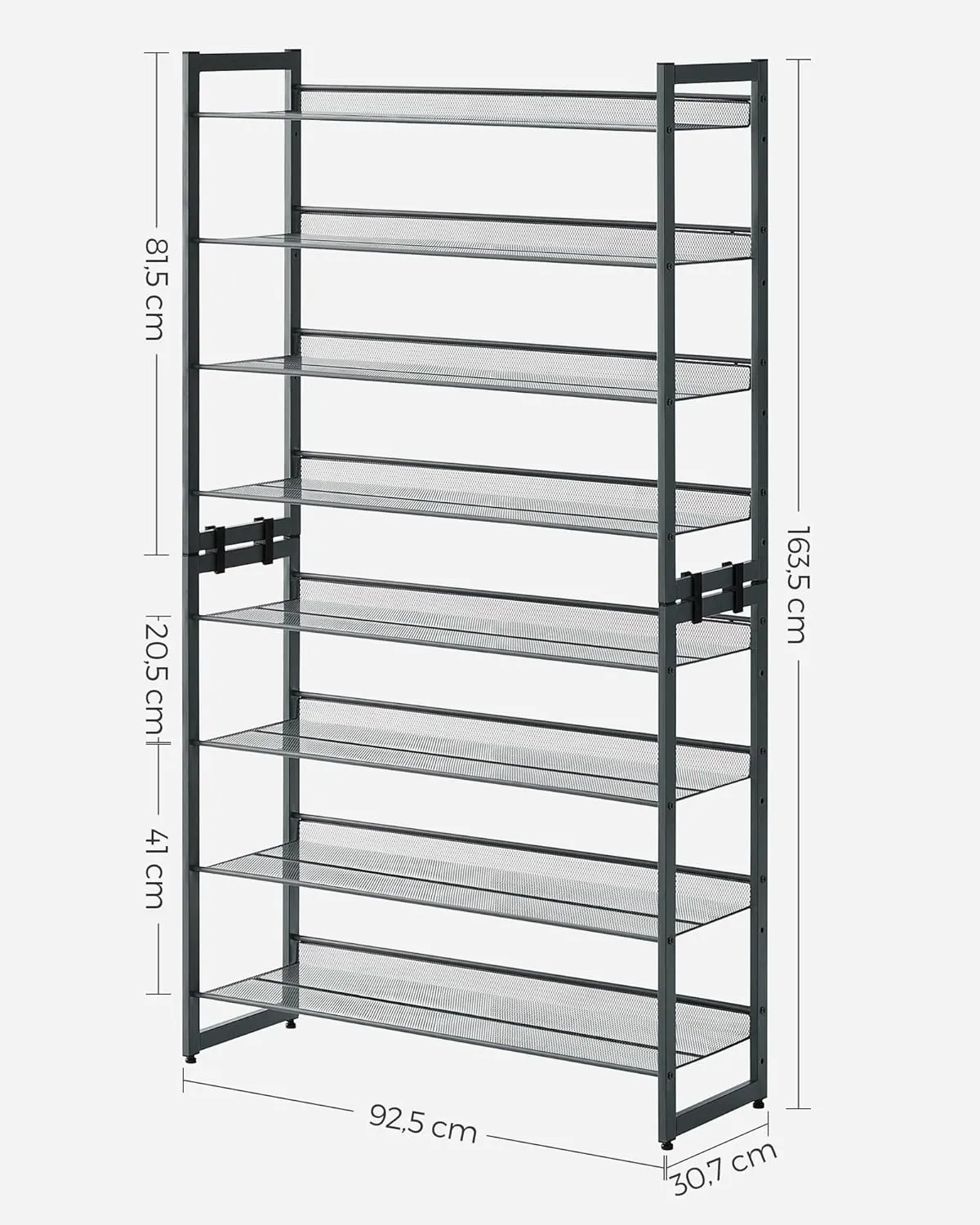 Timebox raft pantofi 8 niveluri gri 92x163cm