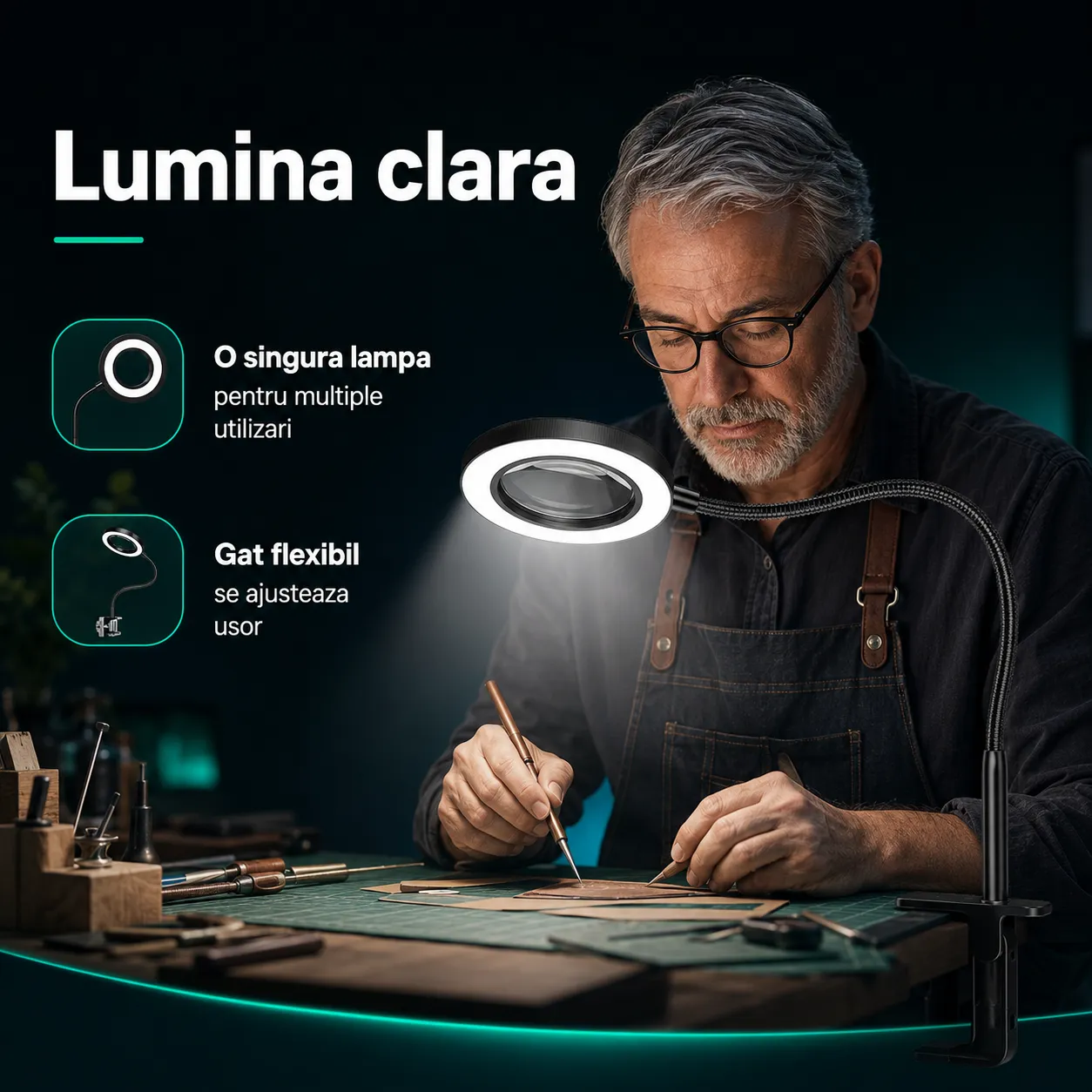 Timebox 20X lampa cu lupa podea reglabila 3 culori