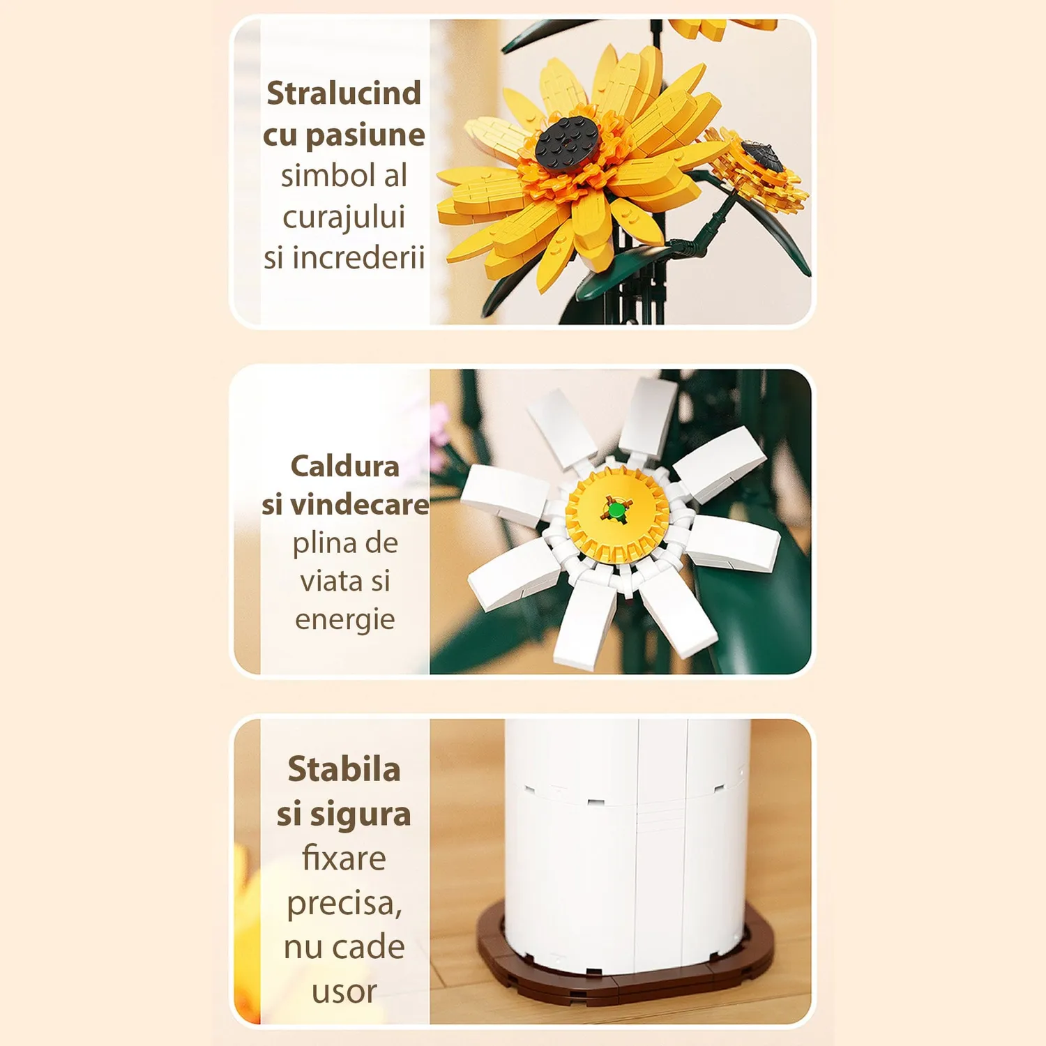 Timebox Floarea Soarelui set constructie 821 piese galben
