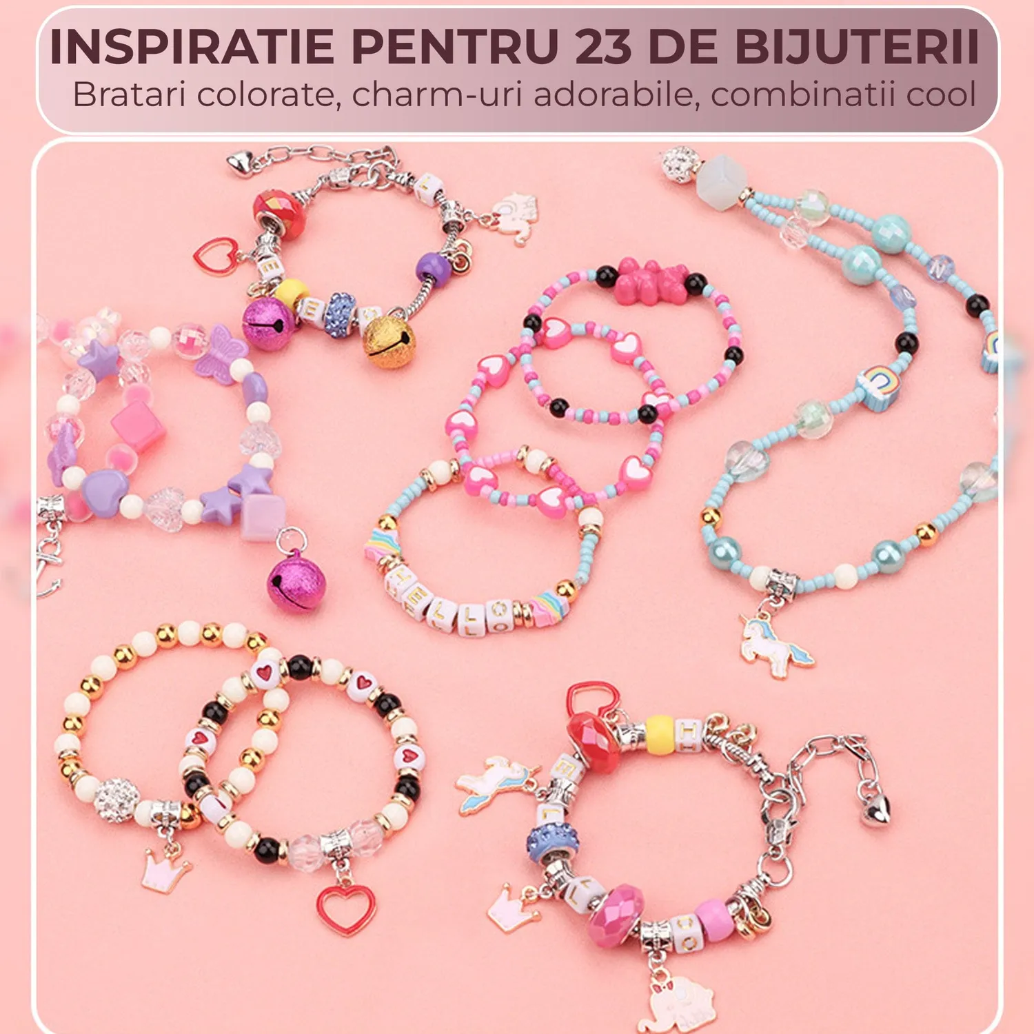 Timebox Set Bijuterii DIY 520 Piese Roz Fete