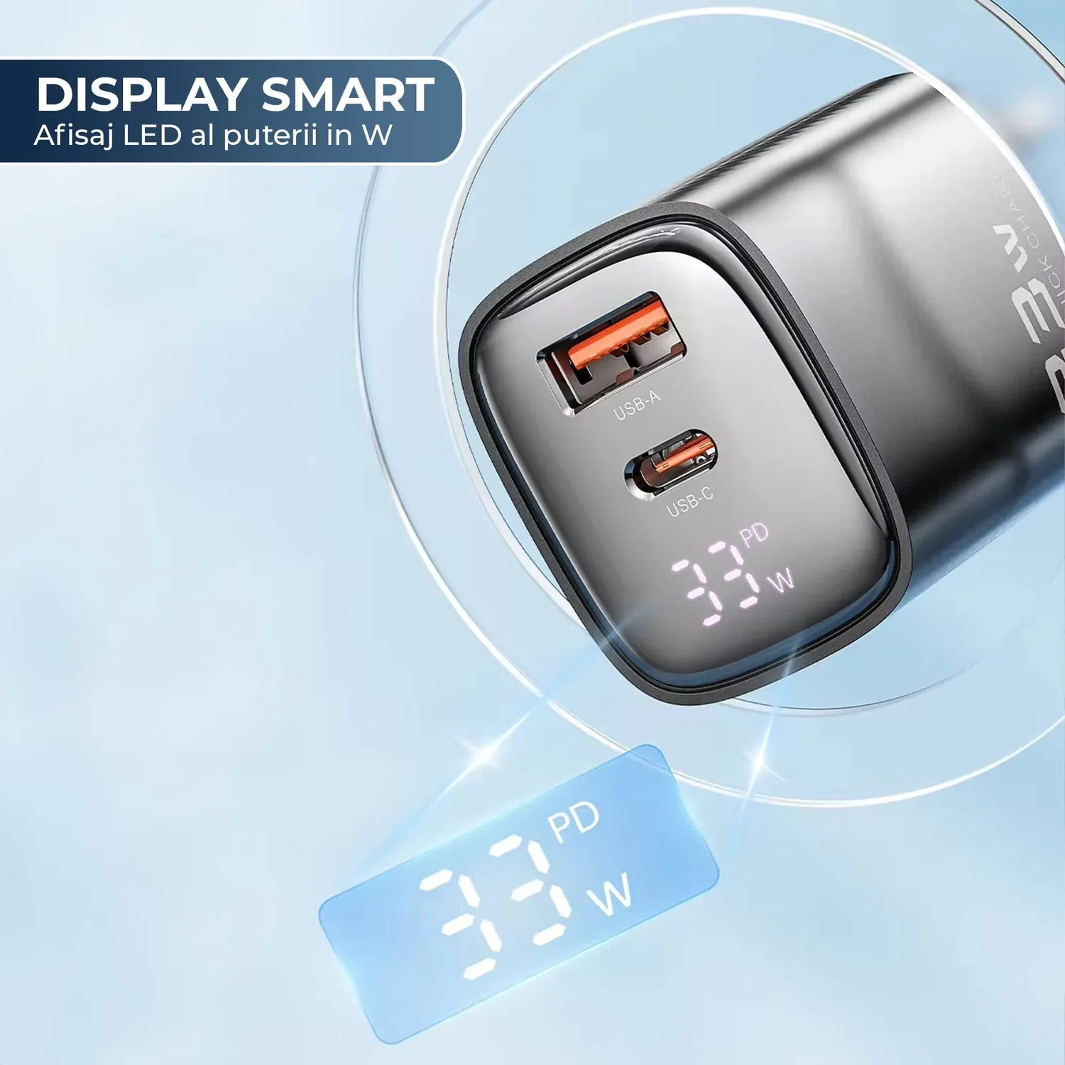 Timebox 33W incarcator retea 2 porturi negru fast charge