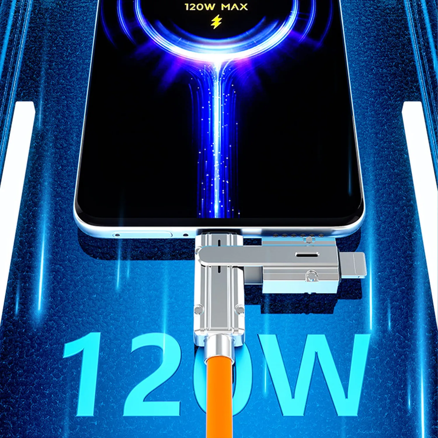 Timebox 4 in 1 cablu incarcare 1,2m 120W portocaliu