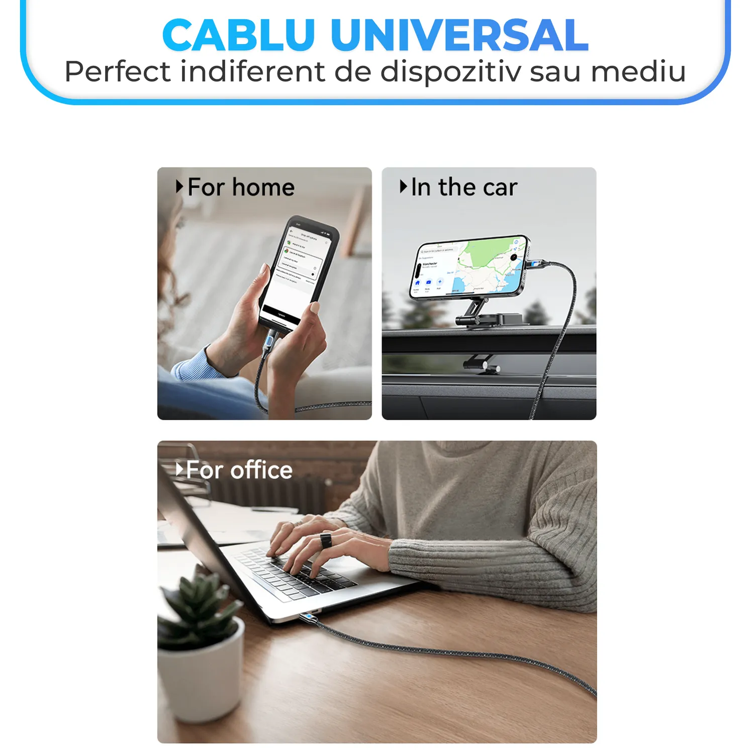 Timebox cablu USB-C 100W 1,2m negru RGB