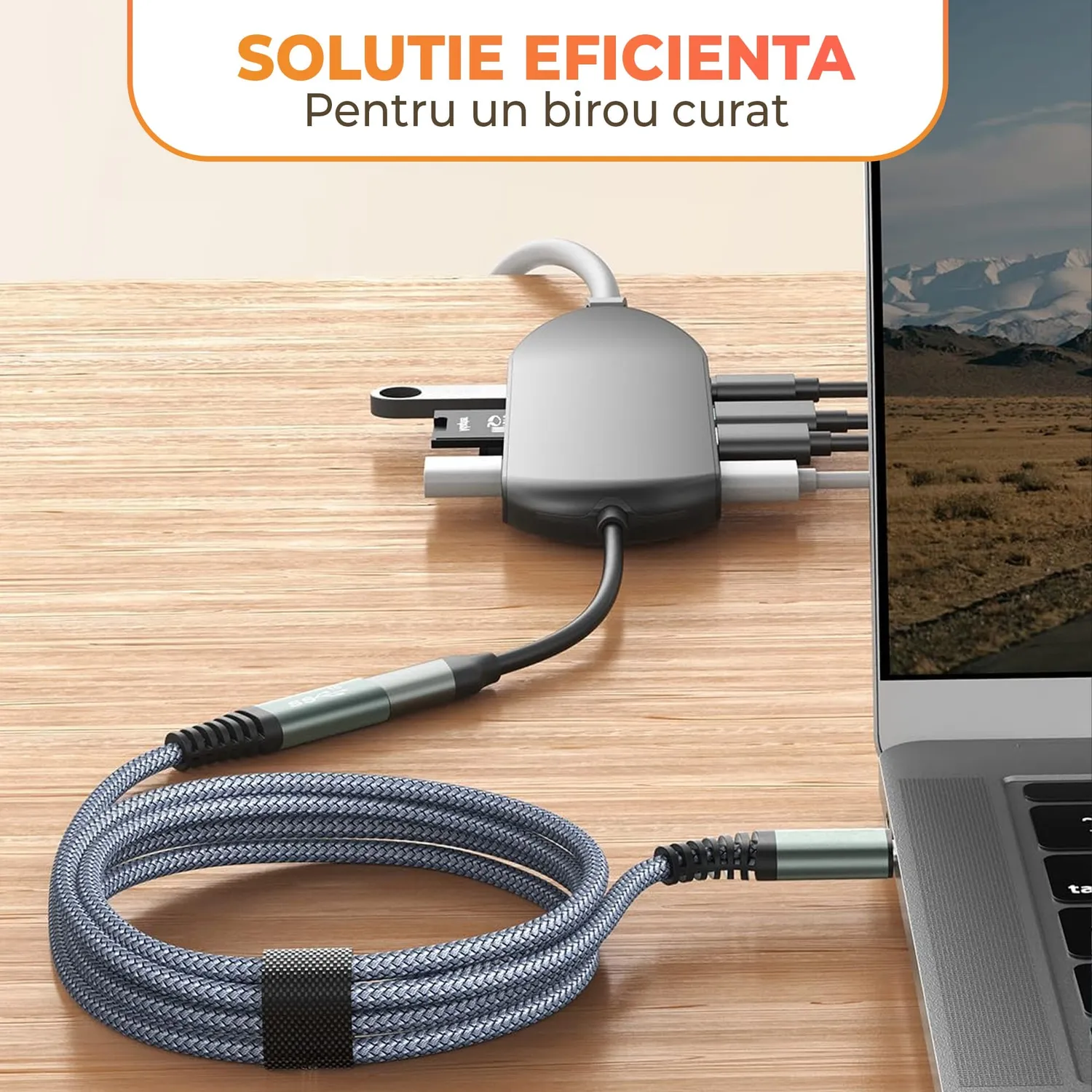 Timebox Extender cablu prelungitor USB-C 2m gri 100W