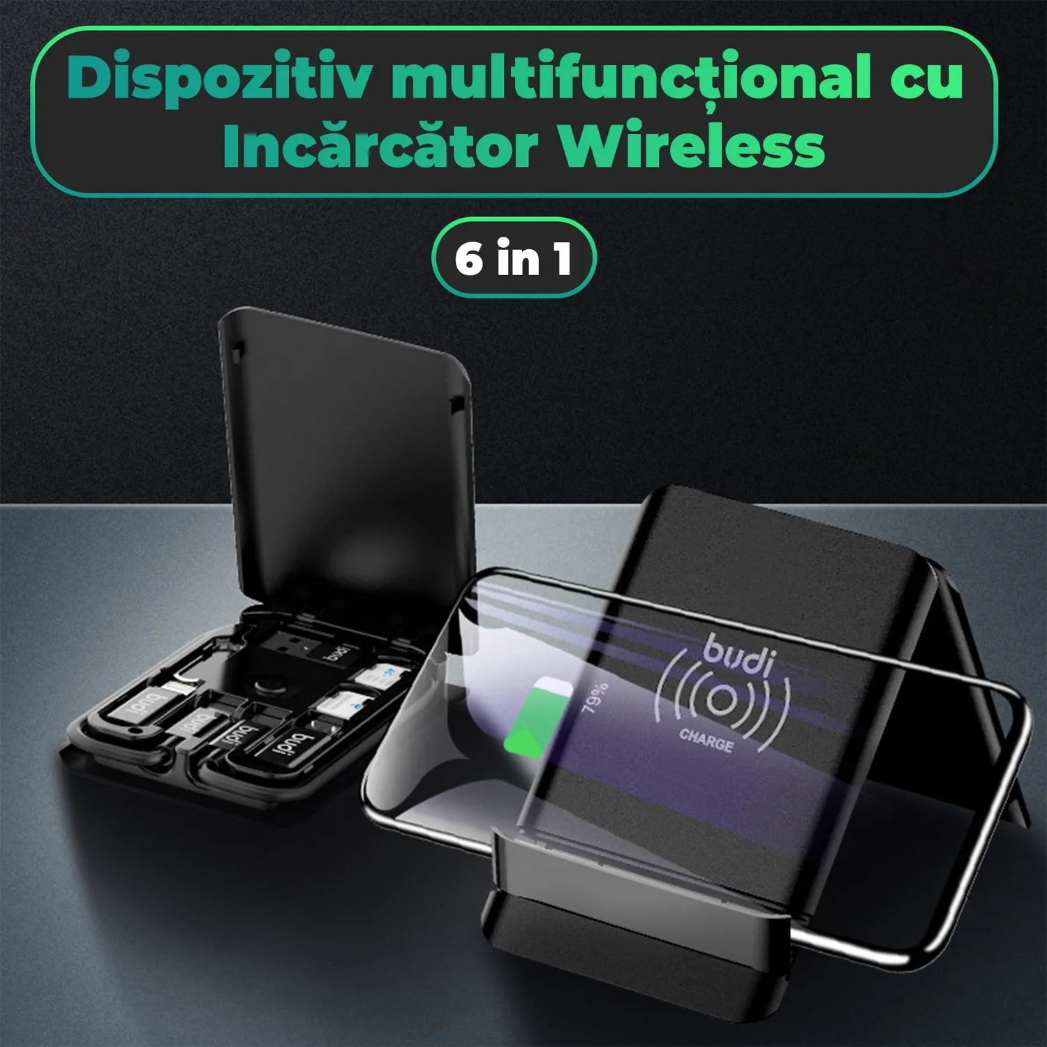 Timebox Incarcator wireless 15W fast charge negru MagSafe