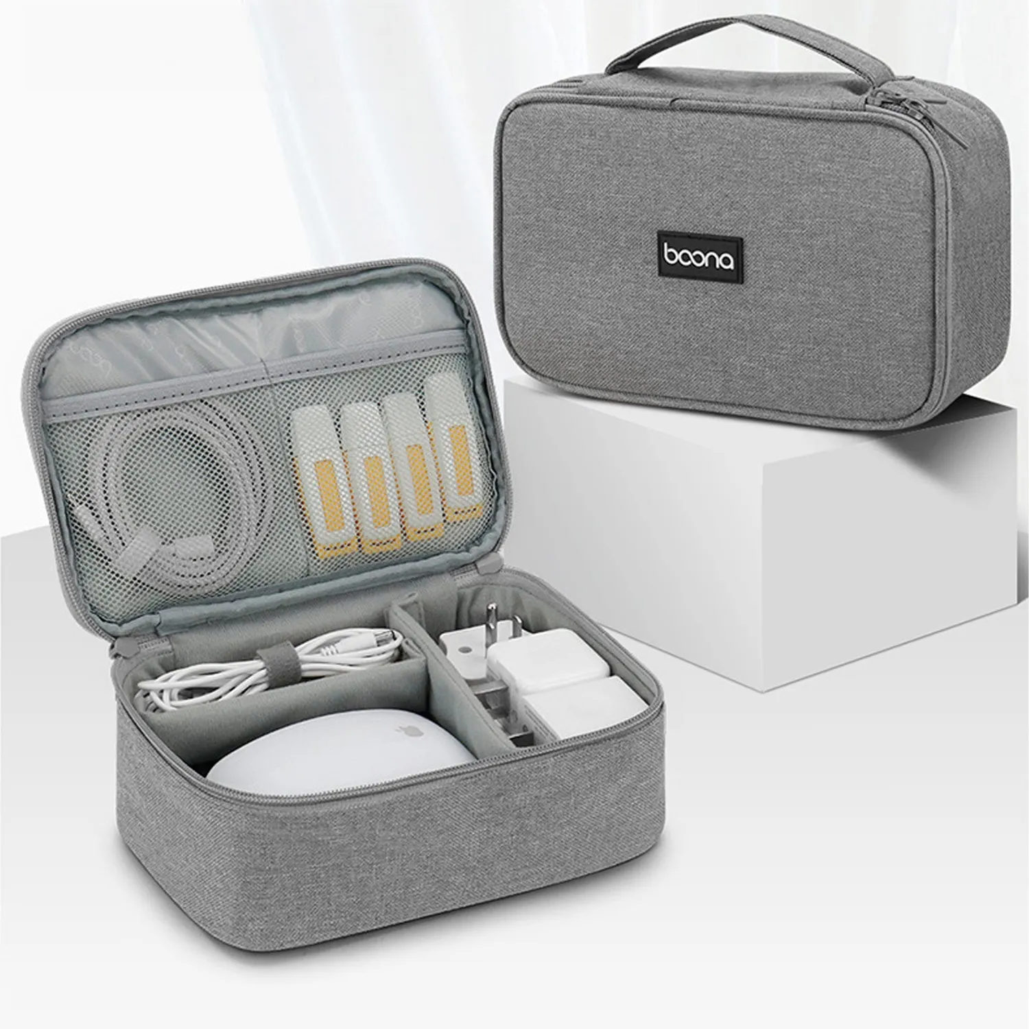 Timebox Geantă Accesorii Laptop Cabluri Gri Impermeabilă