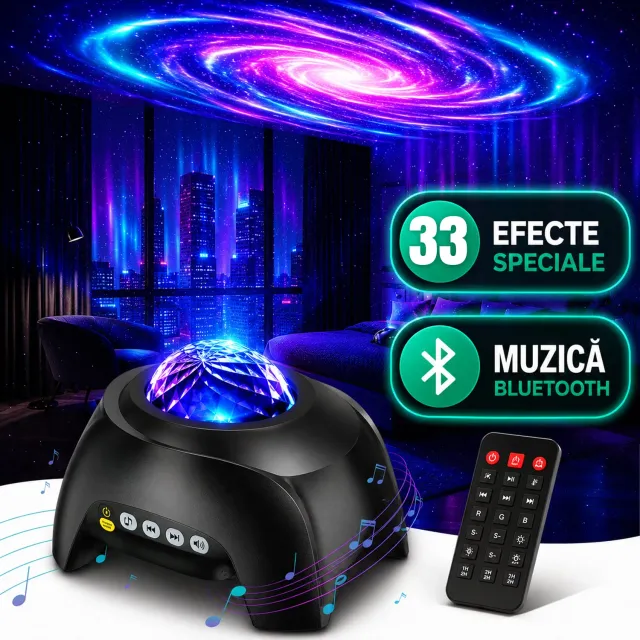 Timebox Proiector Lumini Nordice Negru Bluetooth