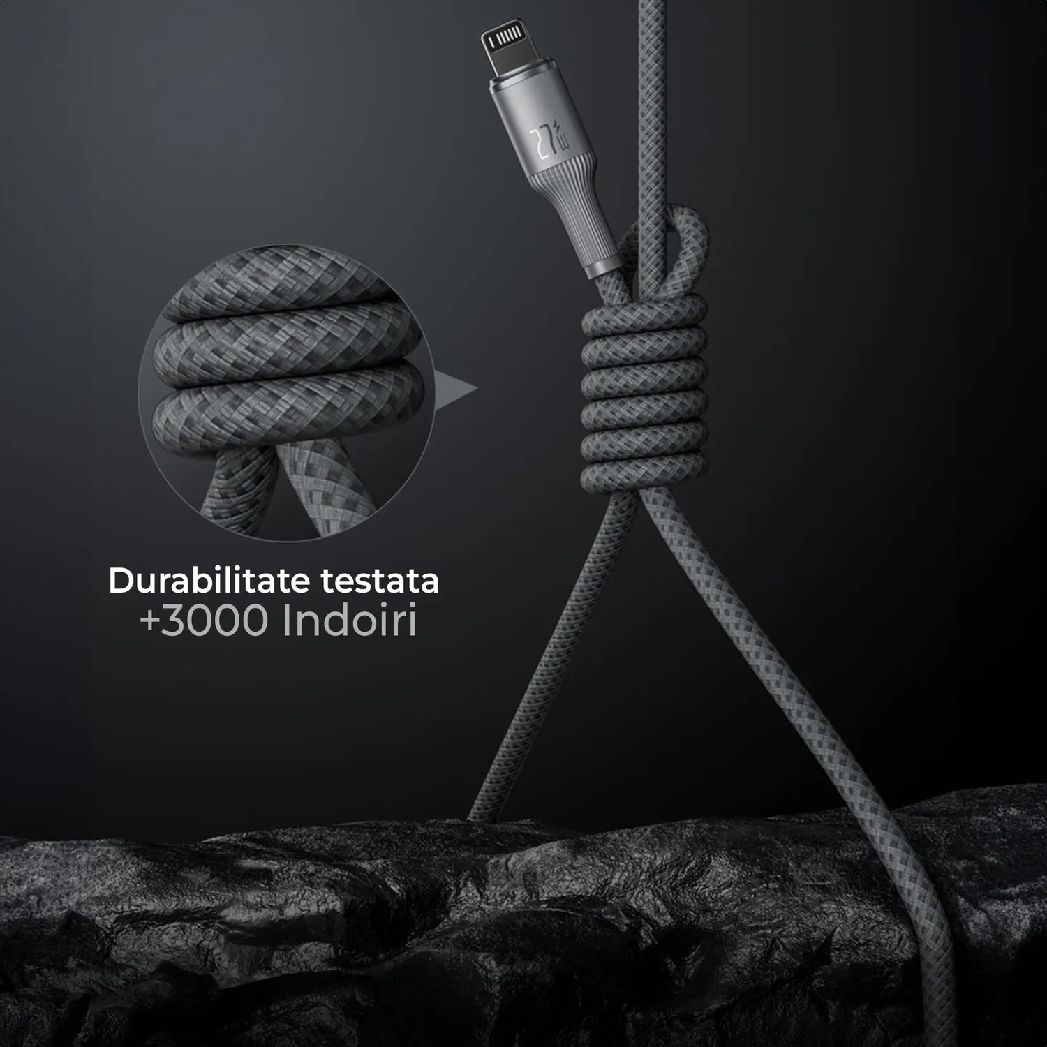 Timebox cablu USB-C Lightning 27W 1,8m negru fast charge