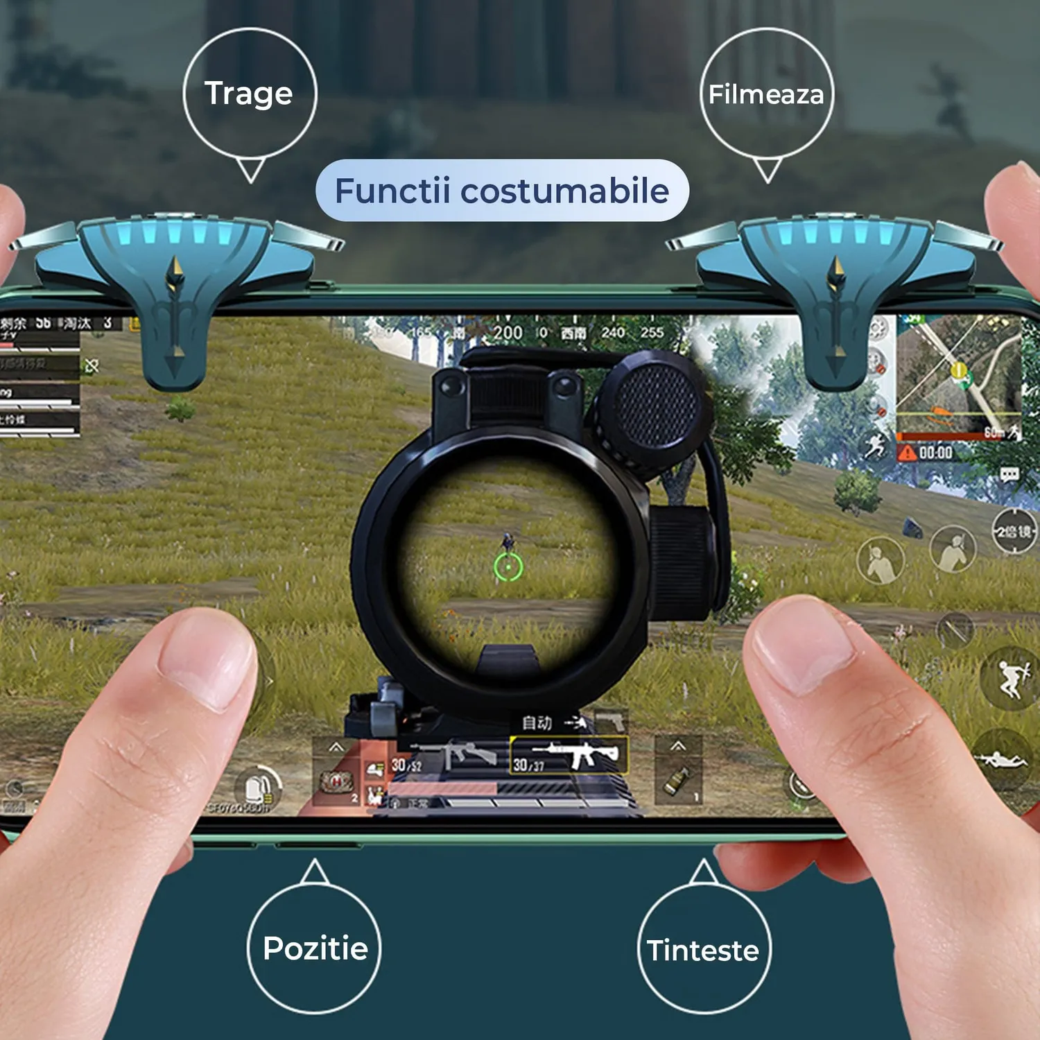 Triggere gaming telefon Timebox 4 butoane impuls negru