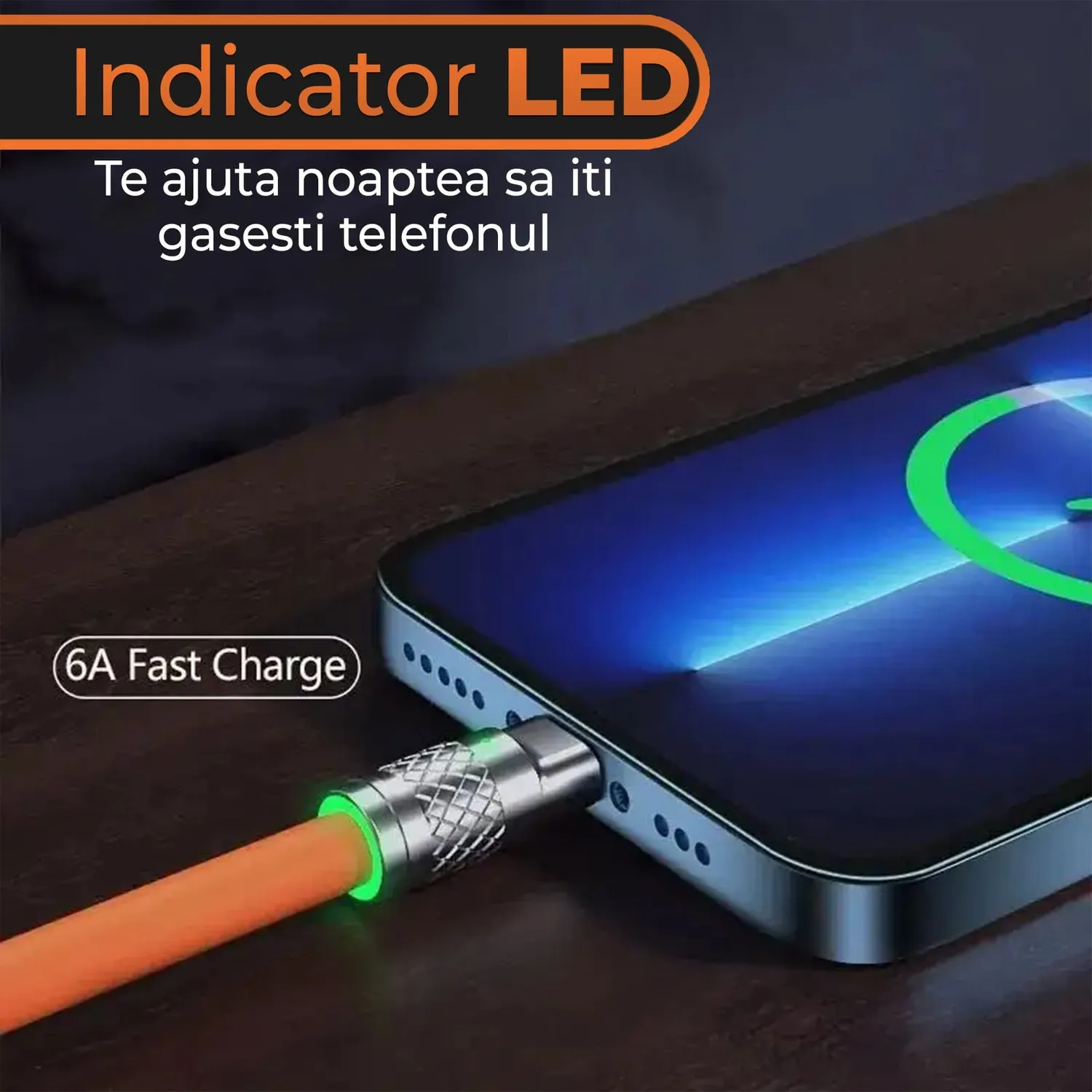 Timebox Cablu 3 in 1 120W 1,2m USB-C Lightning portocaliu