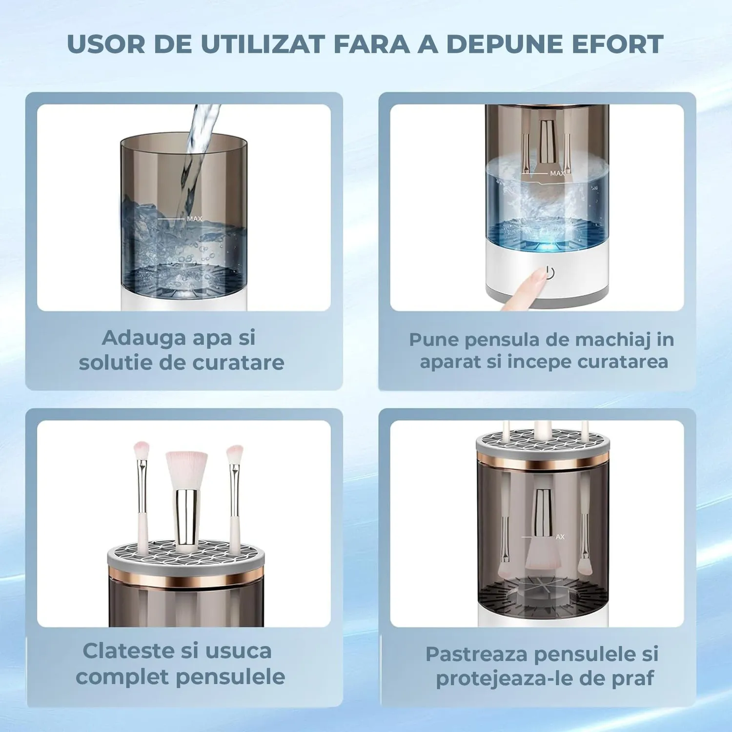 Timebox aparat electric curatare pensule alb USB
