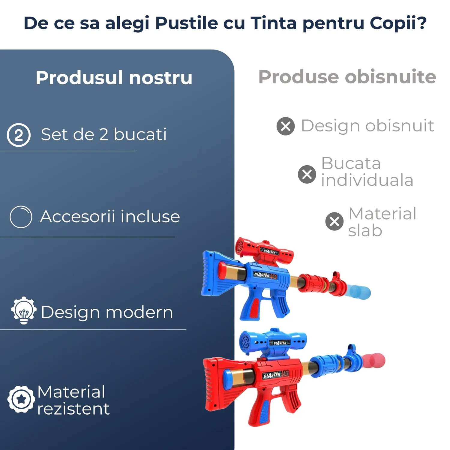 Timebox set 2 pusti copii cu tinta 24 bile spuma 6-12 ani