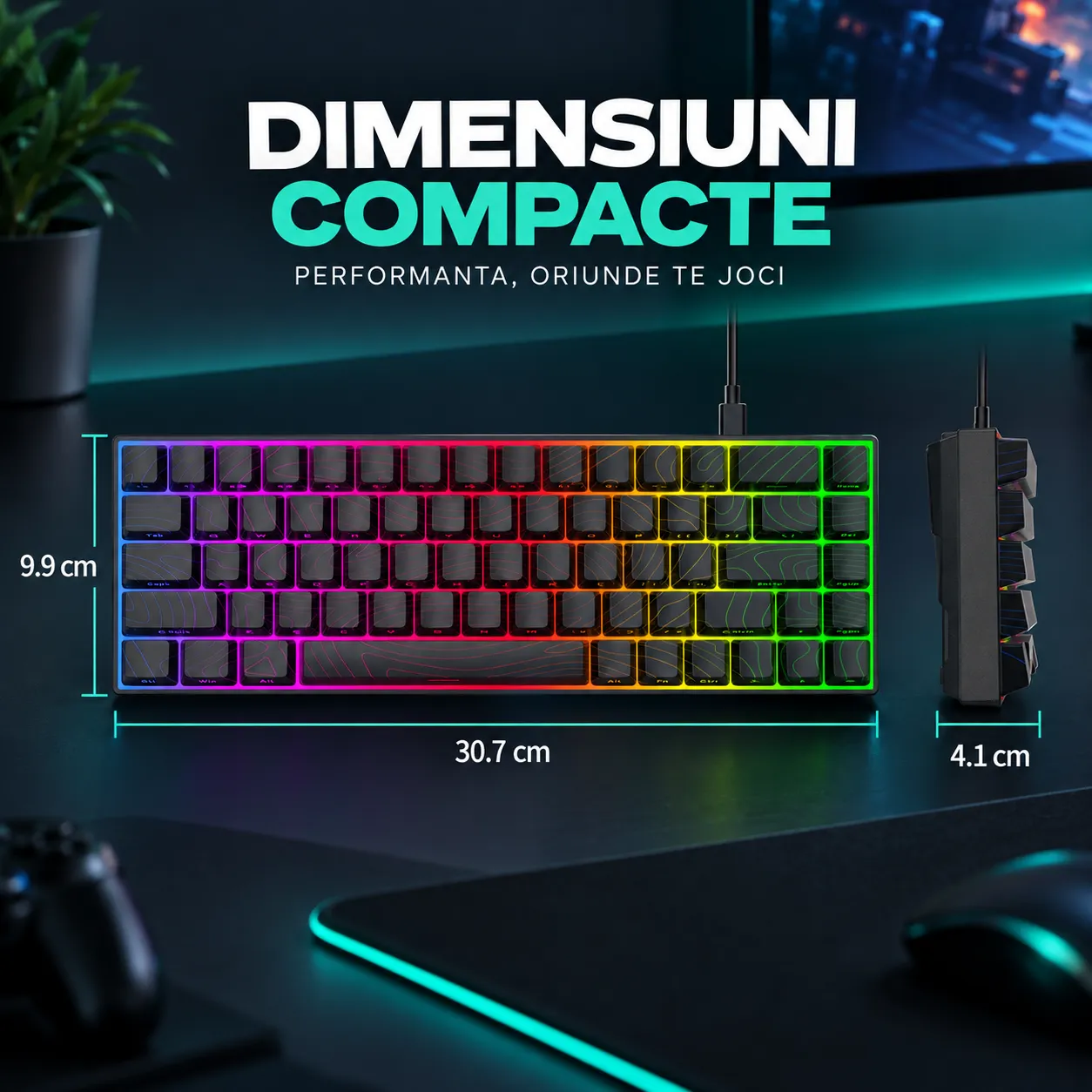 Timebox 68 taste tastatura mecanica gaming negru switch Red