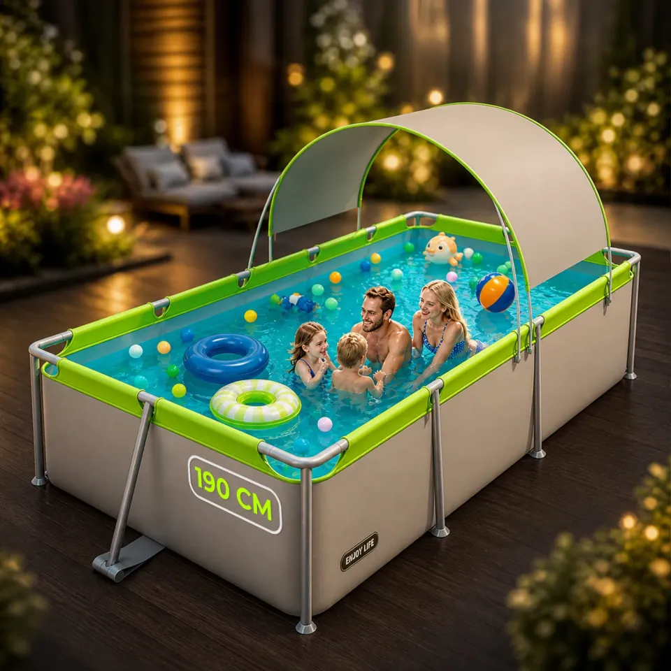 Timebox cadru metalic piscina 190x130x60cm umbrar UV