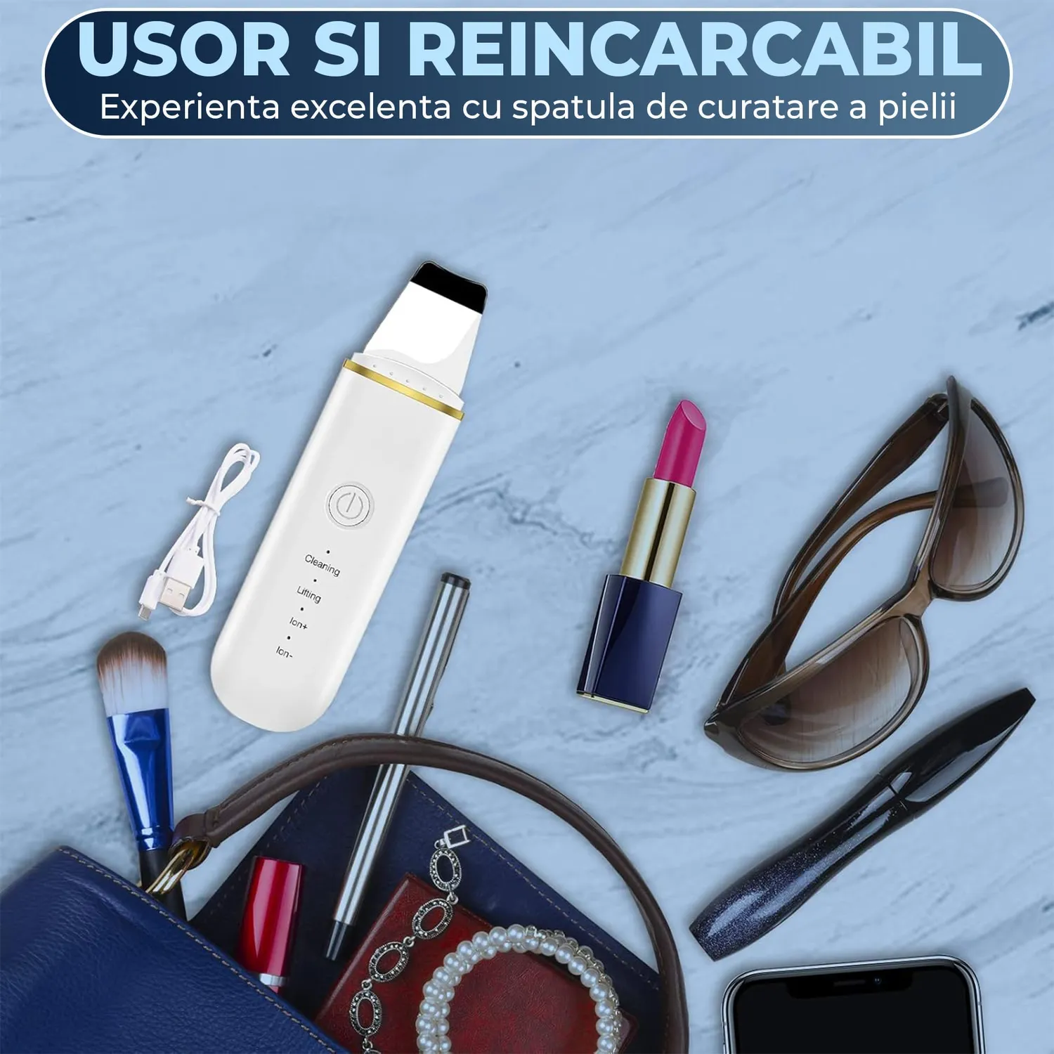 Aparat curățare facială Timebox 4 în 1 ultrasunete