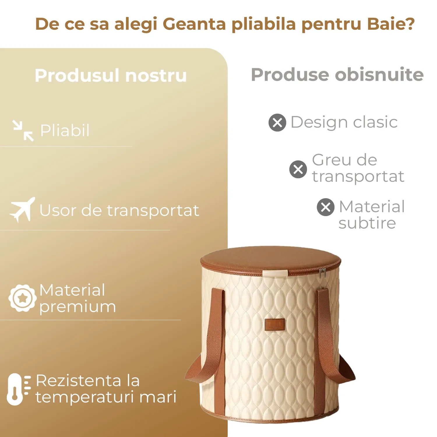 Timebox SPA cada pliabila picioare bej inalta