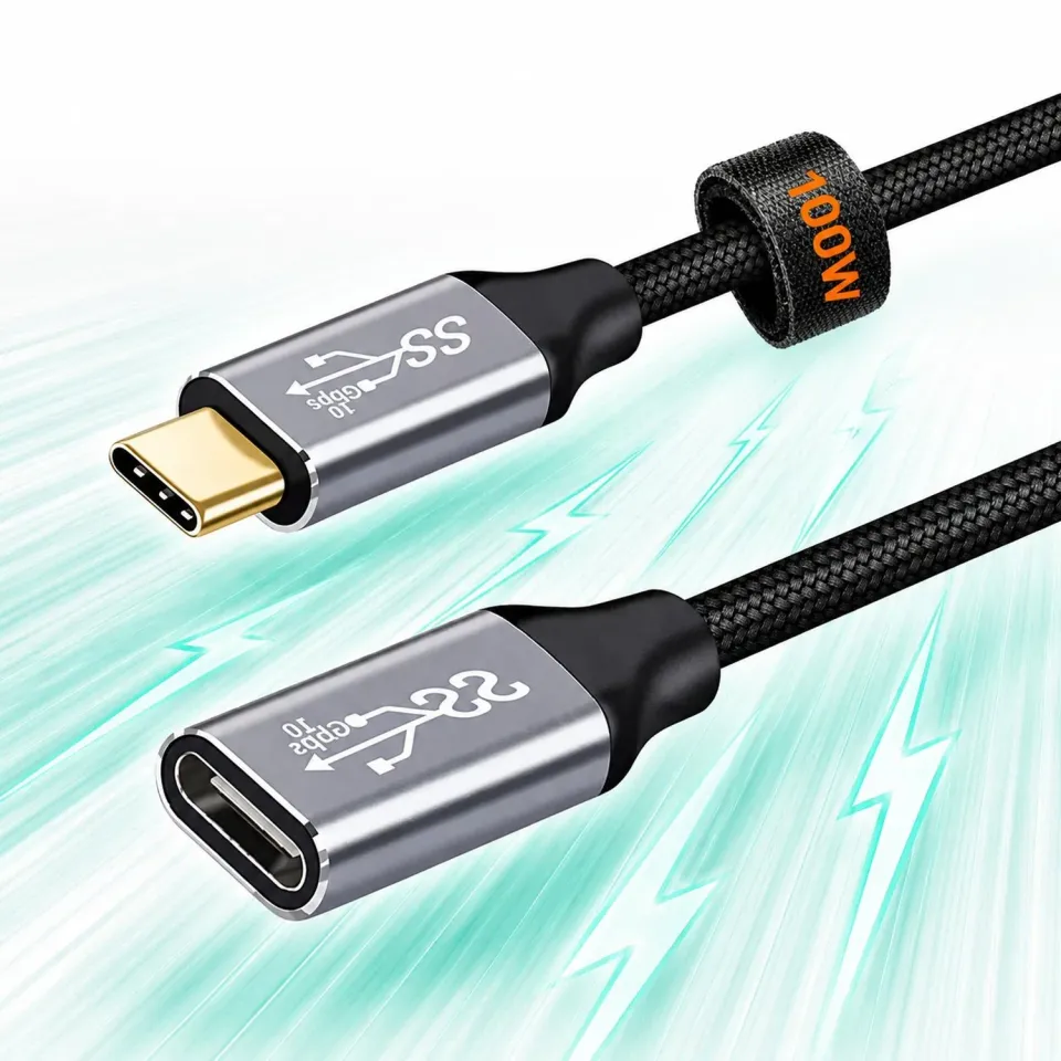 Timebox cablu prelungitor USB-C 100W negru 2m 10Gbps
