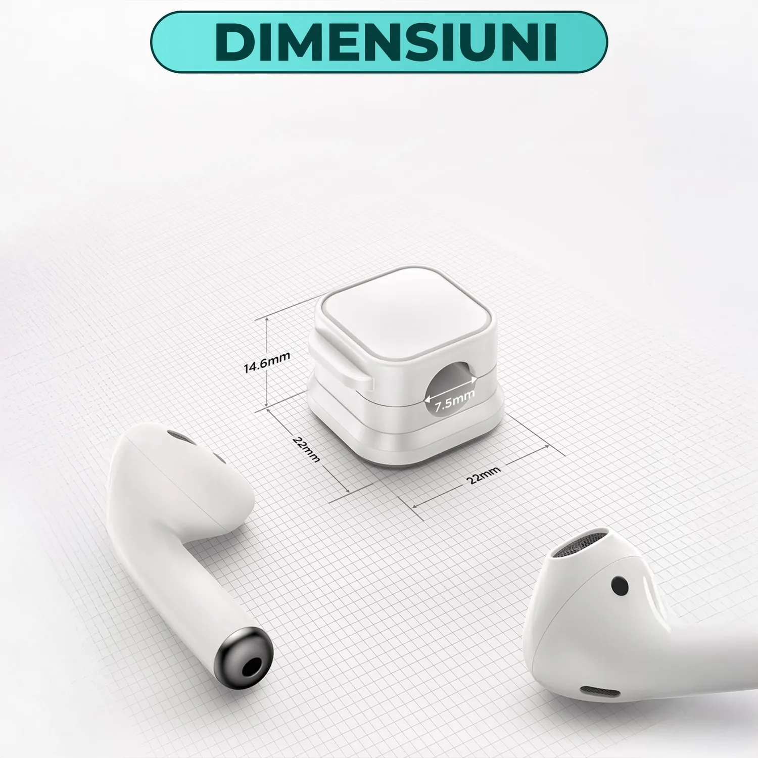Timebox 7,5 mm set 6 clipuri magnetice albe