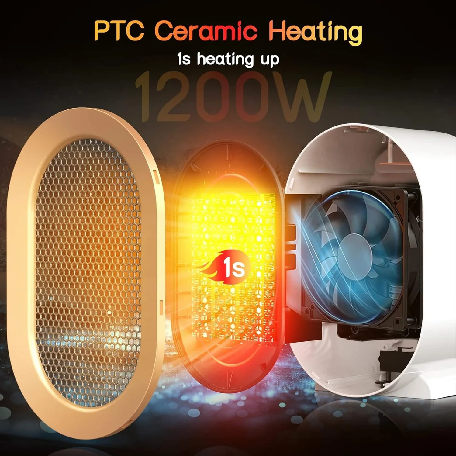 Timebox 1200W aeroterma ceramica alba 2 trepte