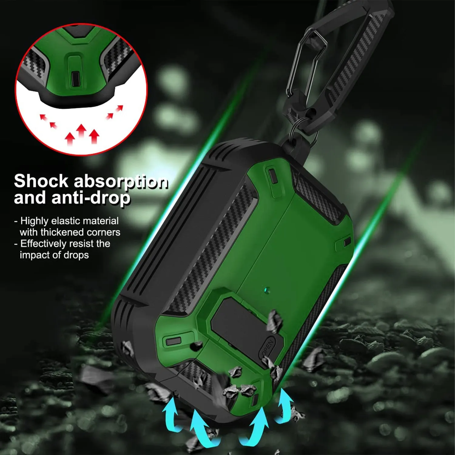 Timebox Husa Airpods Pro Negru Verde Antisoc
