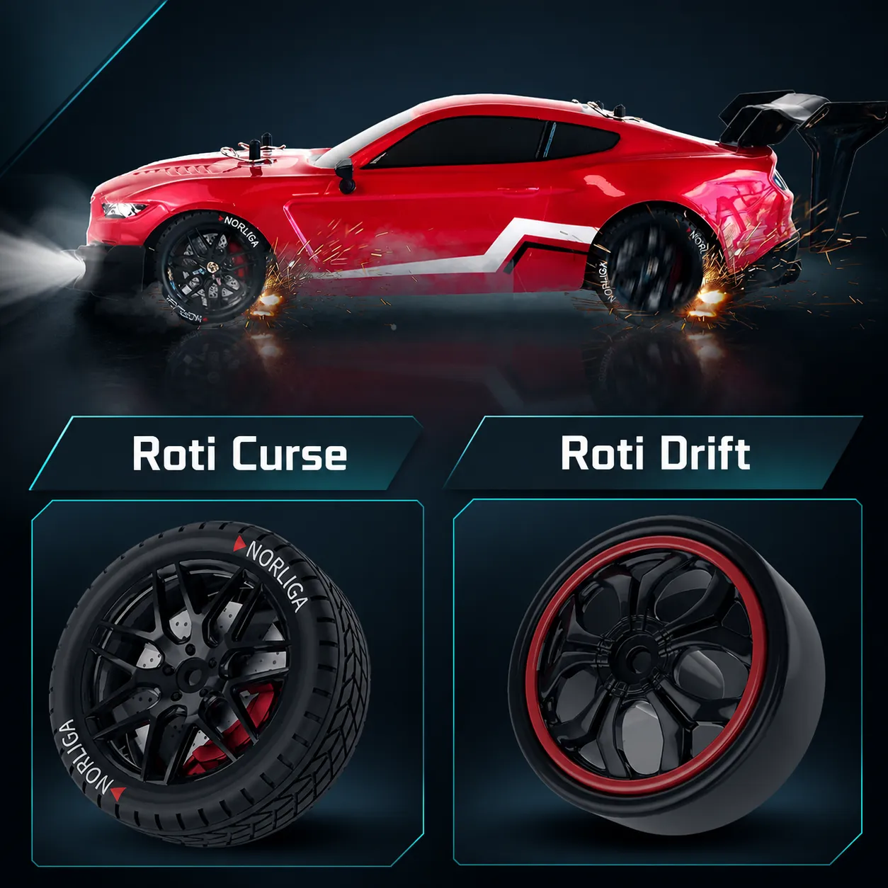 Timebox Masina RC Drift 1:16 4x4 30km/h Negru-Rosu