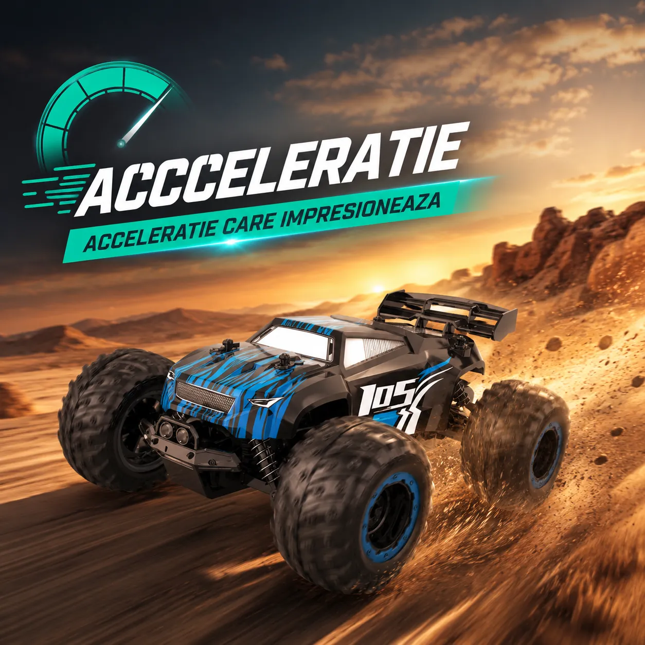 Timebox Monster Truck masinuta RC albastra 20 km/h