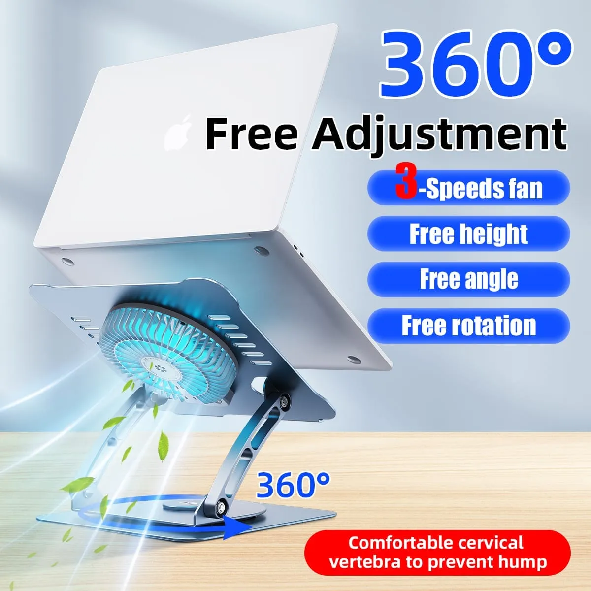 Timebox Suport laptop aluminiu cu ventilator 360°