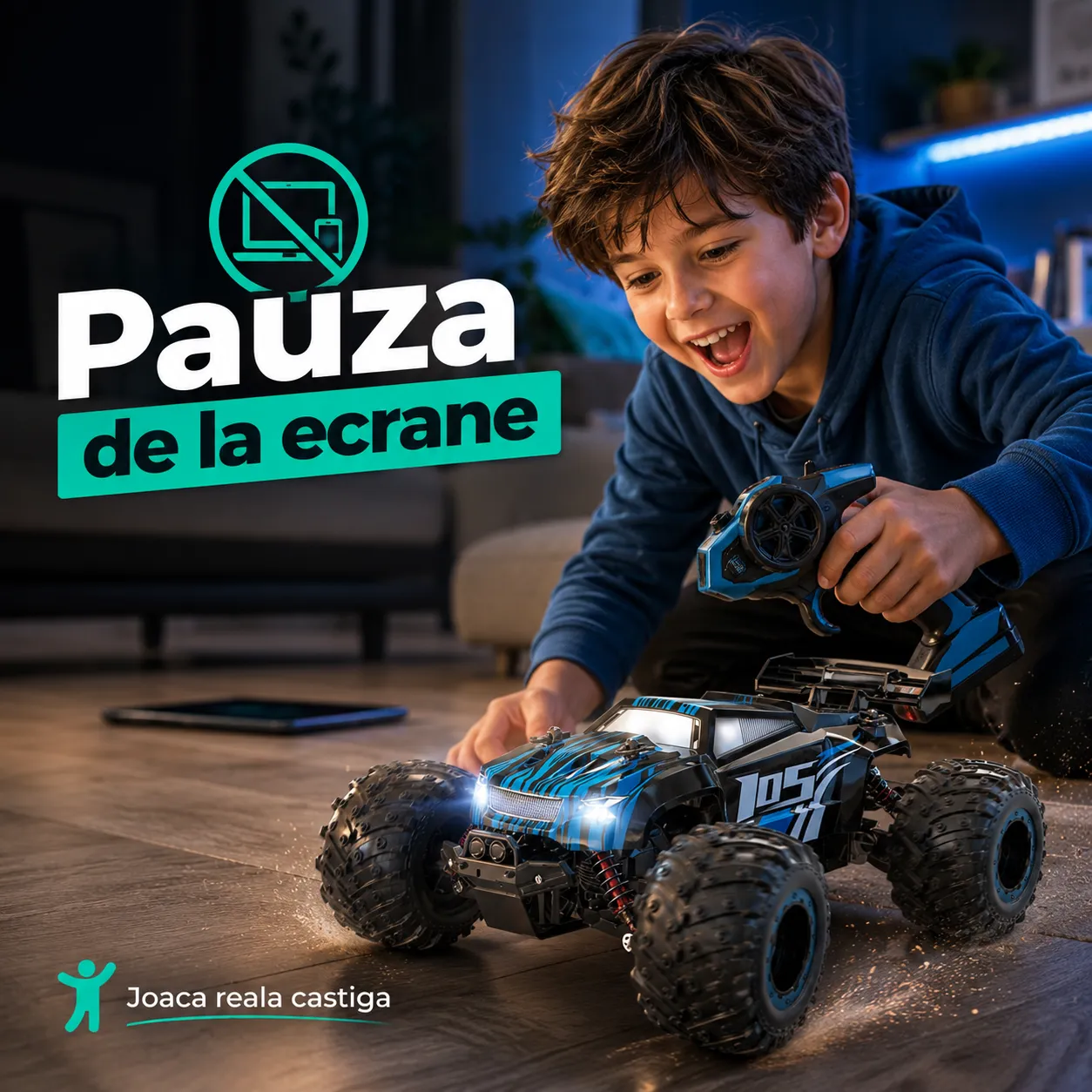 Timebox Monster Truck masinuta RC albastra 20 km/h