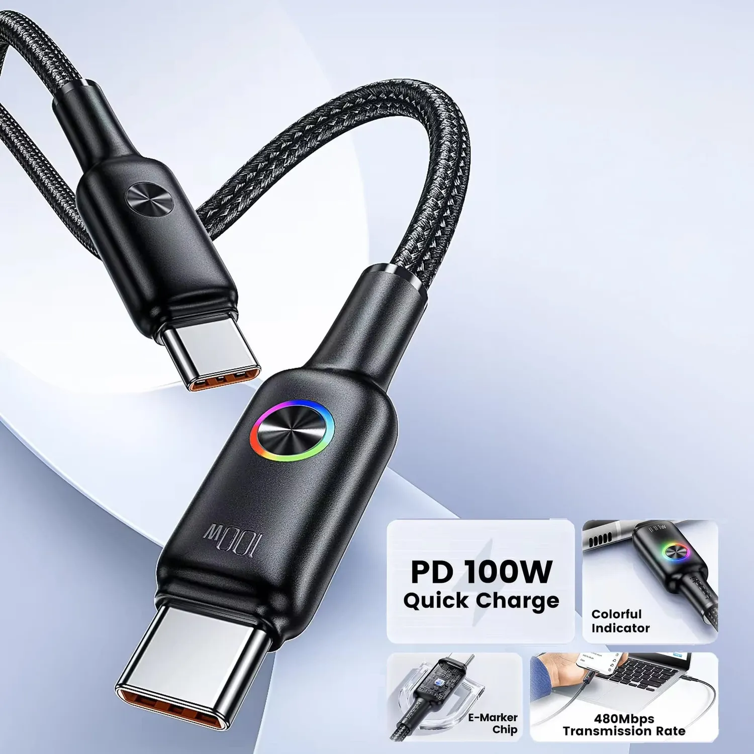 Timebox 100W 1,8m cablu USB-C Negru RGB