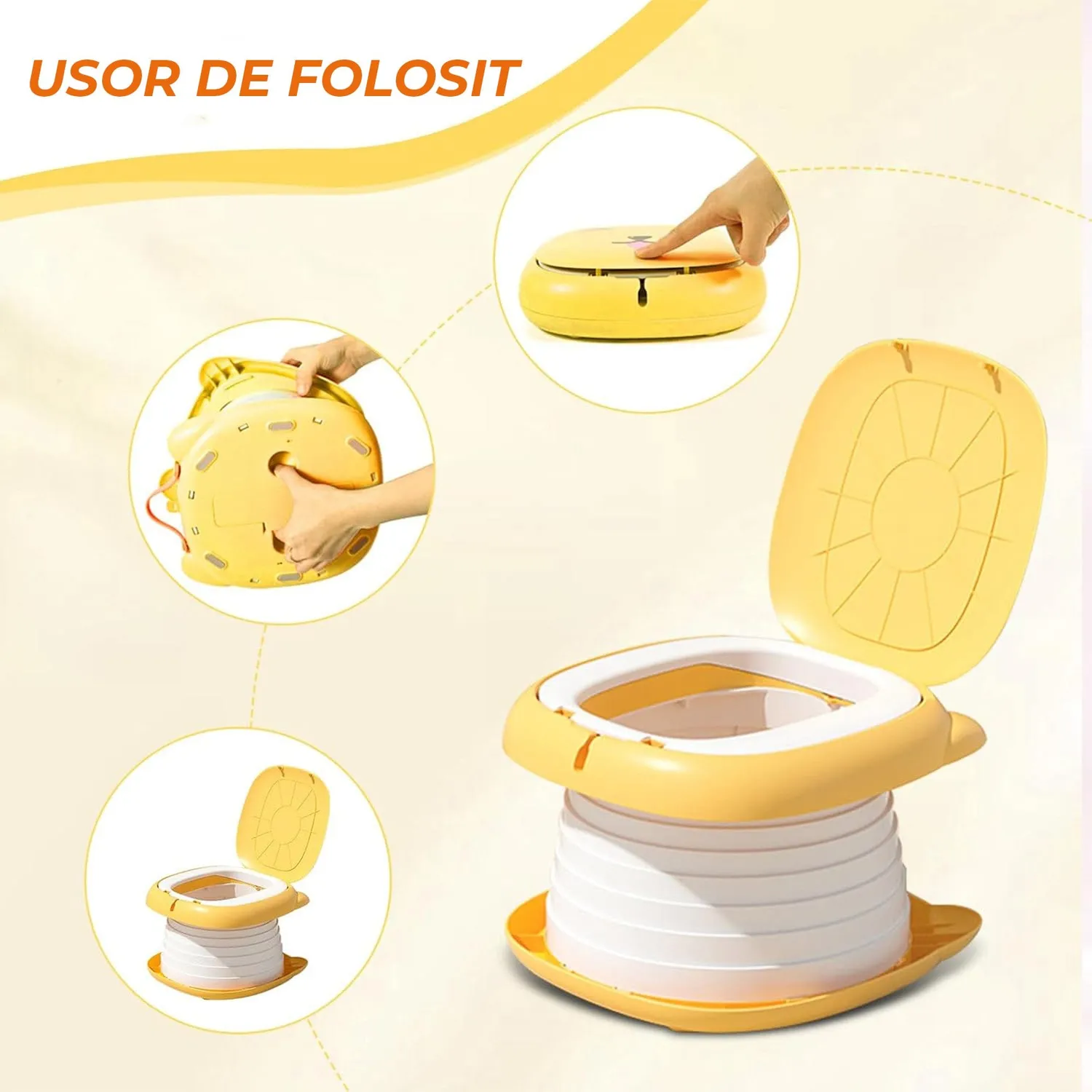 Timebox WC toaleta portabila copii galben pliabila
