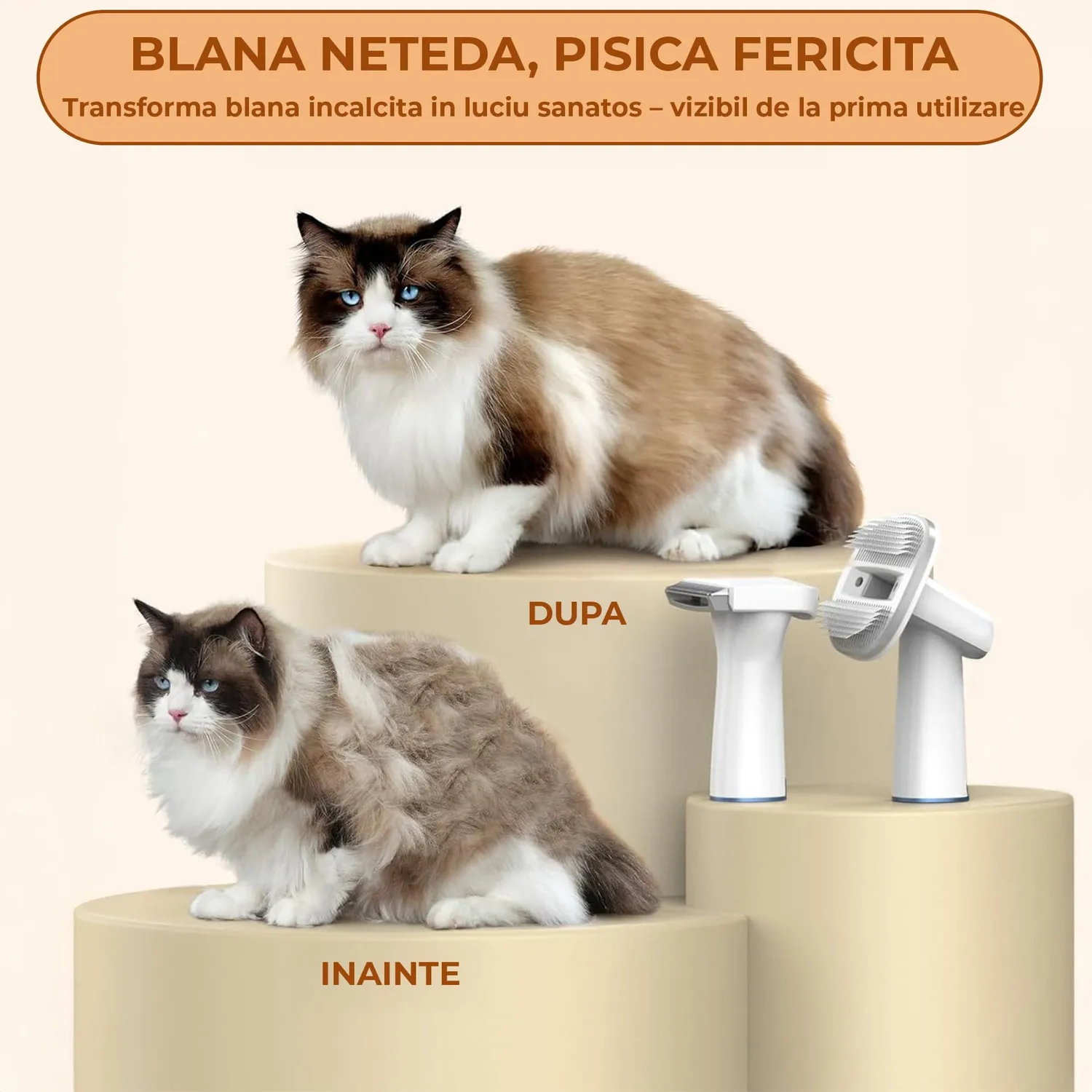 Timebox Aspirator Ingrijire Animale 6 in 1 Alb