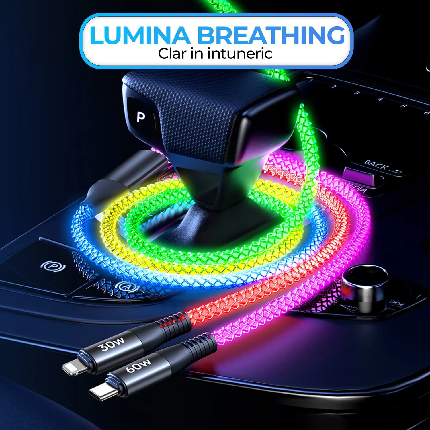 Timebox 65W 1,2m cablu USB-C la USB-C LED
