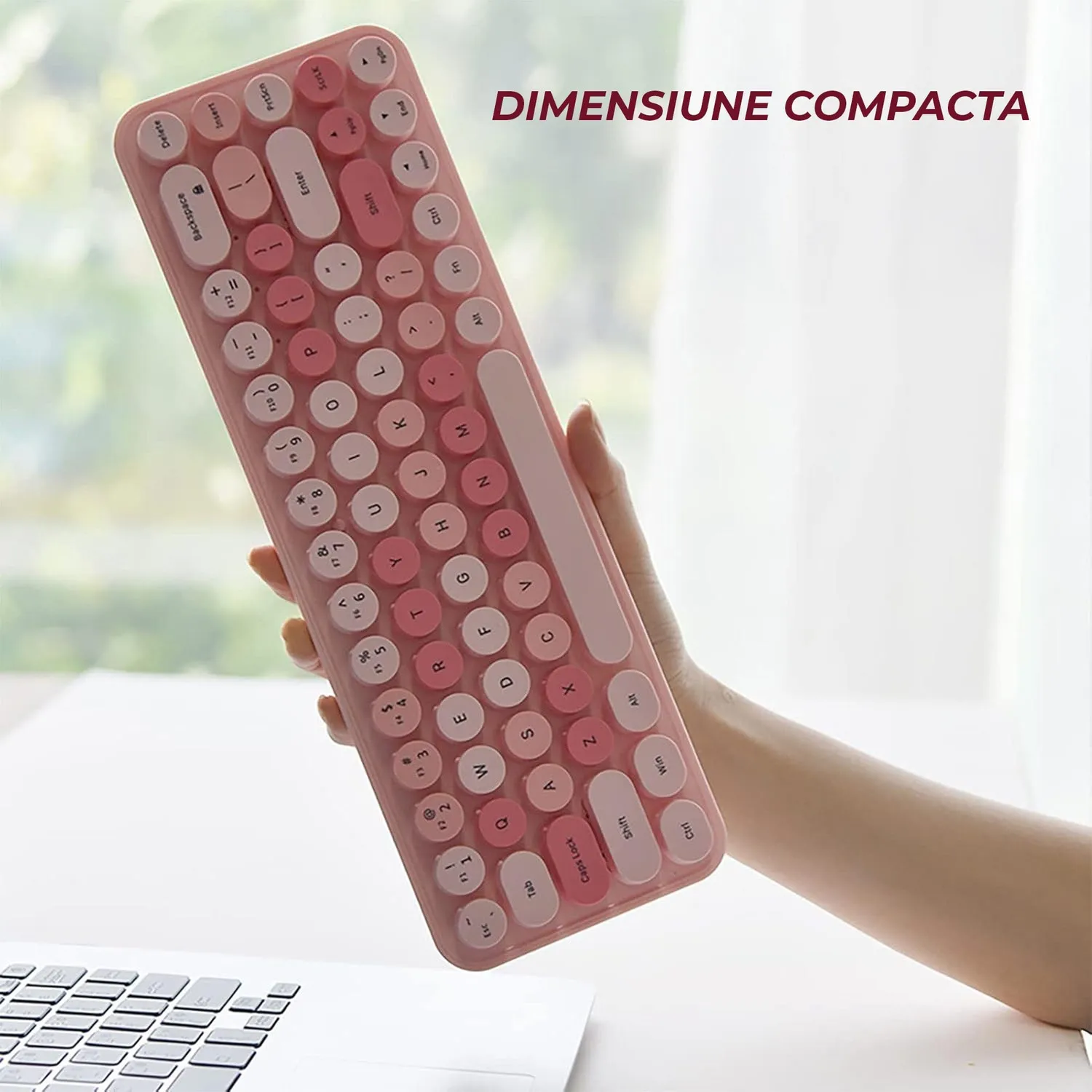 Timebox Set Tastatura Mouse Wireless 68 Taste Roz