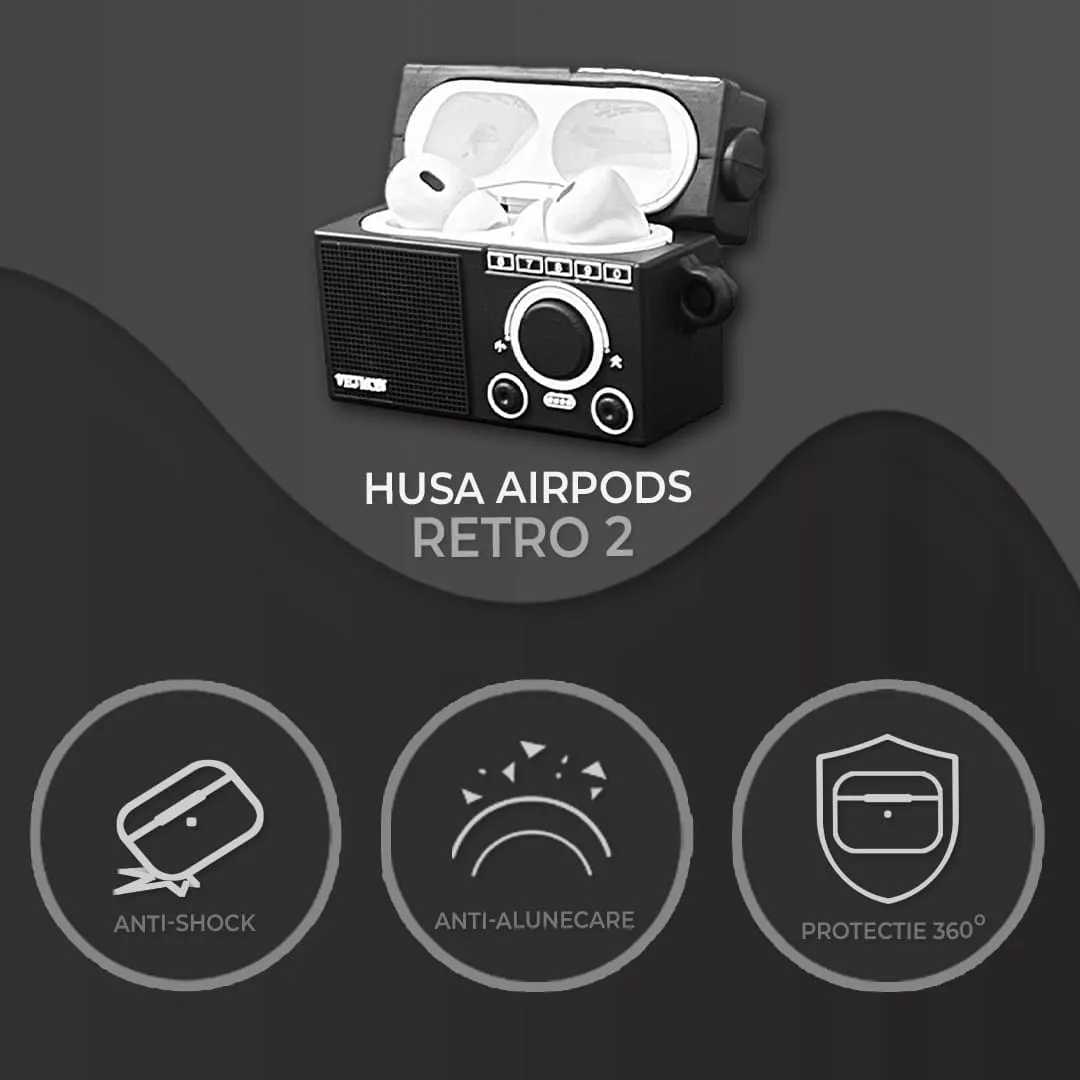 Husa Timebox AirPods Pro Retro 2 antishock neagra