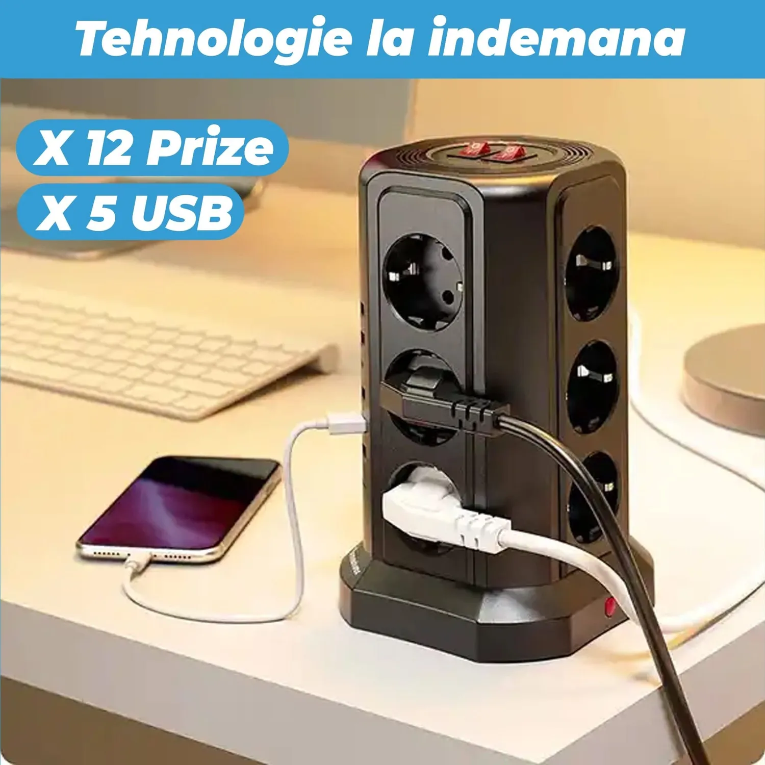 Timebox Prelungitor Turn 12 Prize 5 USB Negru