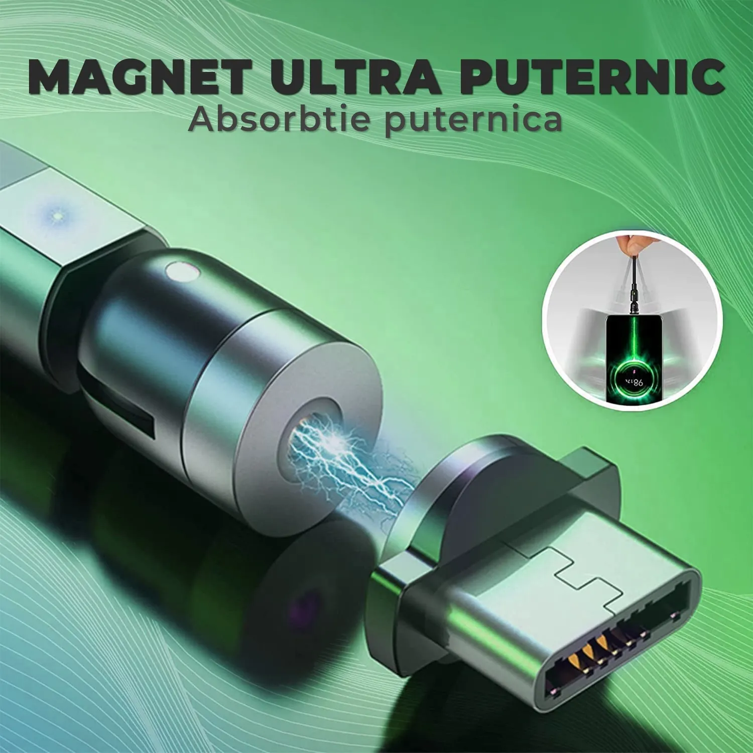 Timebox 3 in 1 magnetic cablu 2m negru 540 grade