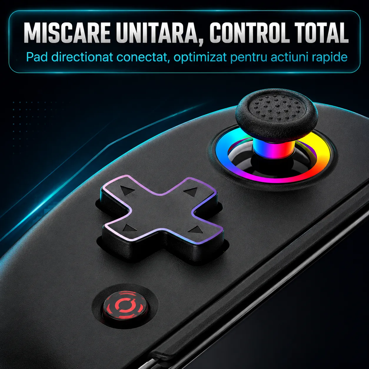 Timebox gamepad wireless Hall Bluetooth 5.0 RGB negru