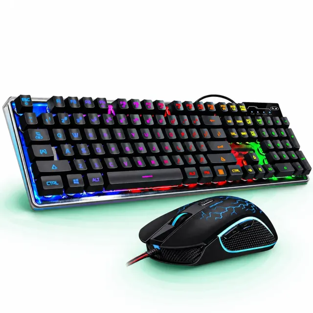 Timebox kit tastatură mouse gaming RGB 104 negru silențios