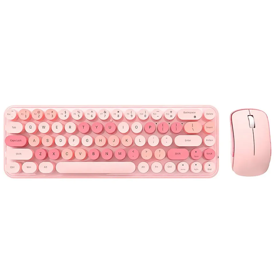 Timebox Set Tastatura Mouse Wireless 68 Taste Roz